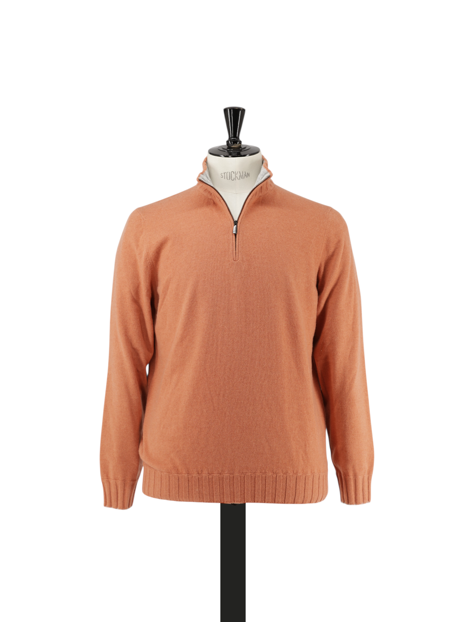 Cesare Attolini Orange Duvet Cashmere Half-Zip Knitwear