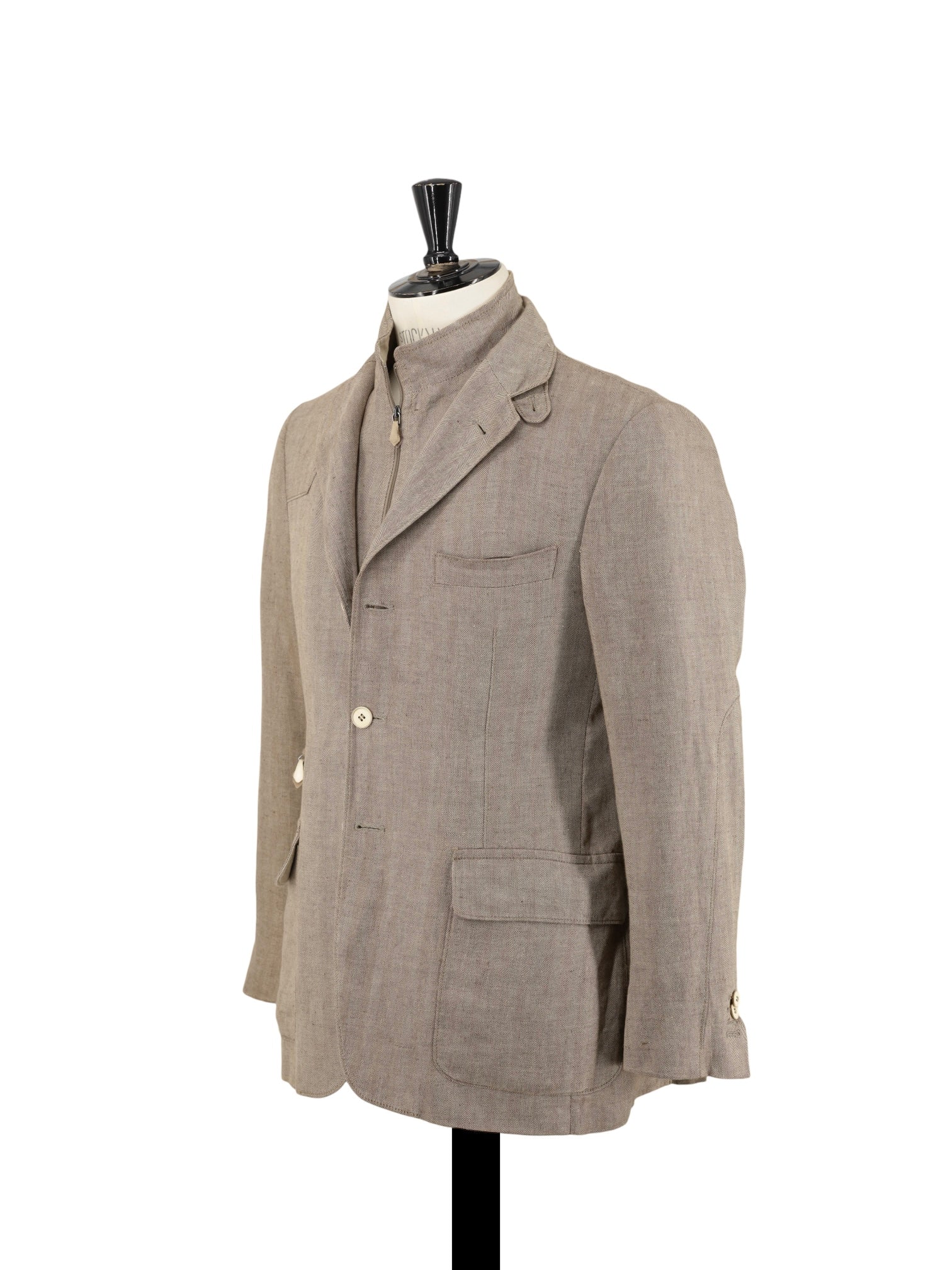 Corneliani ID Taupe Pure-Linen Herringbone Vespa Jacket