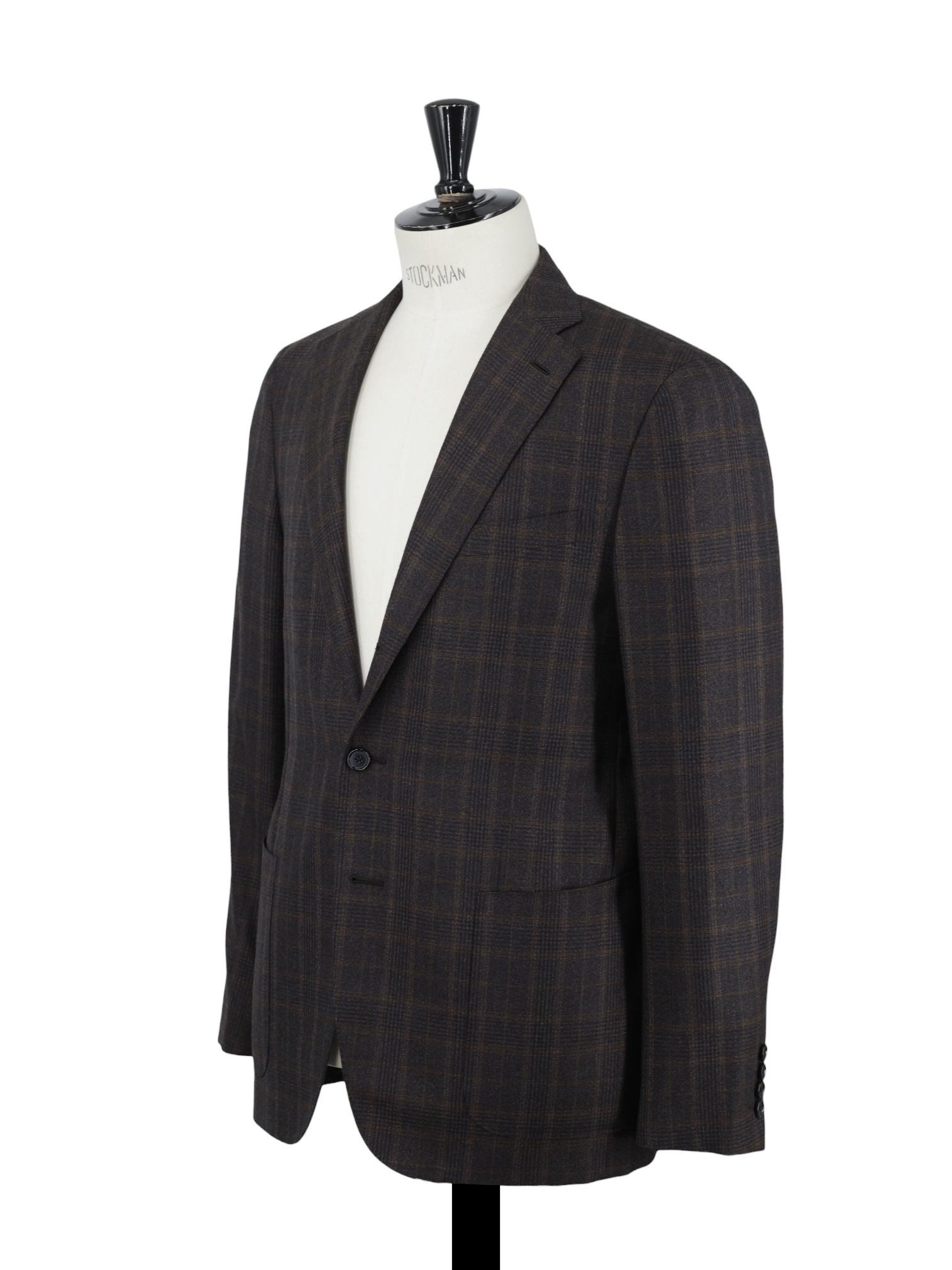 Caruso Castagne Brown Fine-Wool Prince of Wales Jacket
