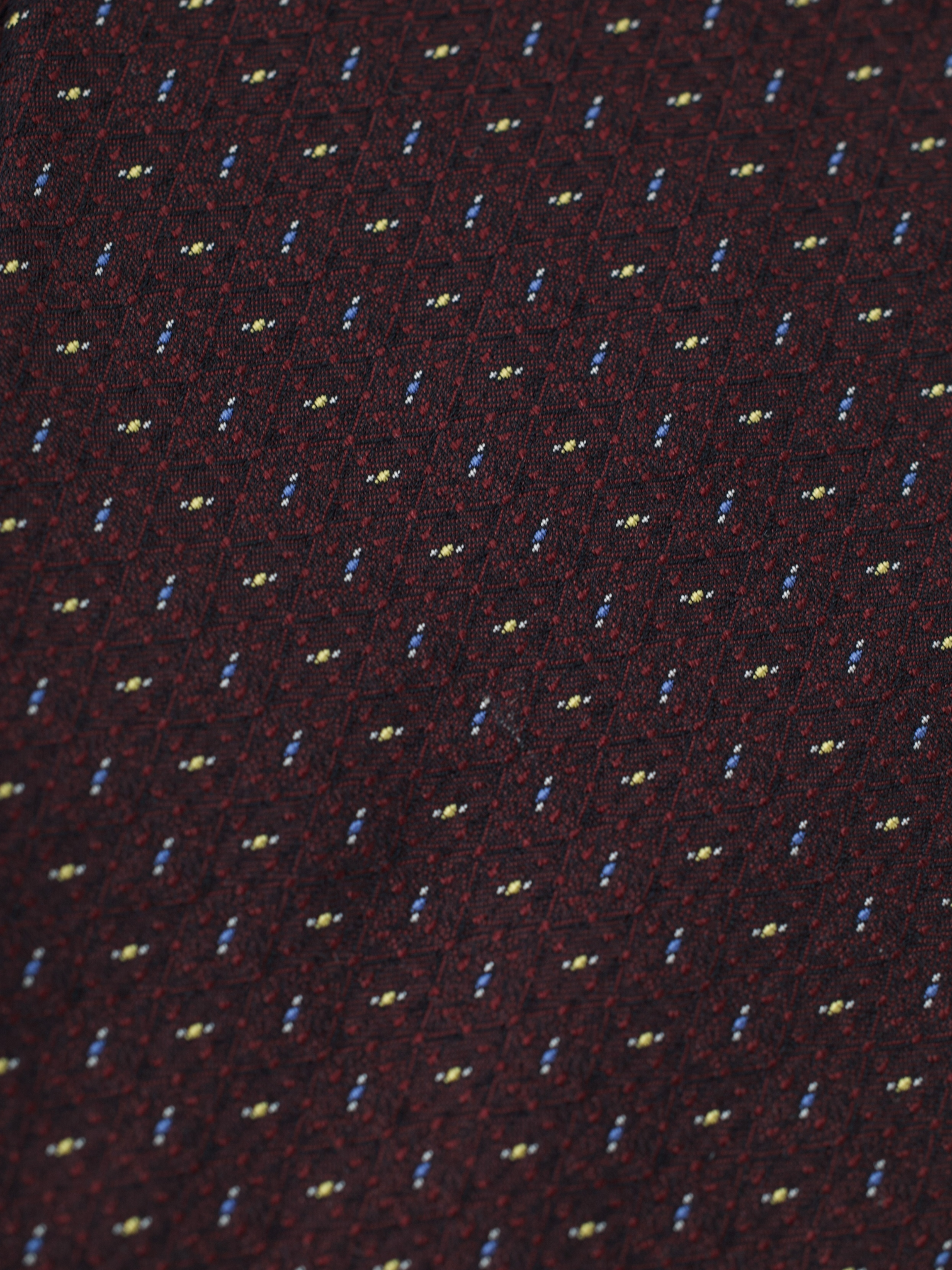 Kiton 5-Fold Mahogany Silk Geometric Pattern Tie