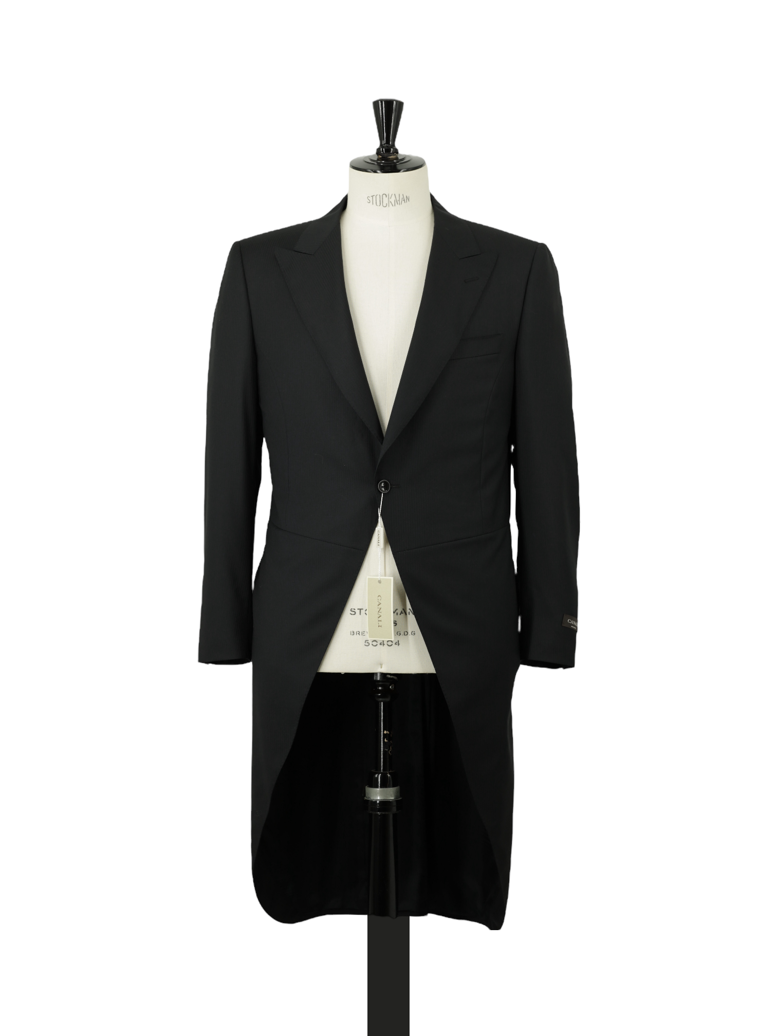 Canali Black Extrafine Wool Shadow Pinstripe Jacquet