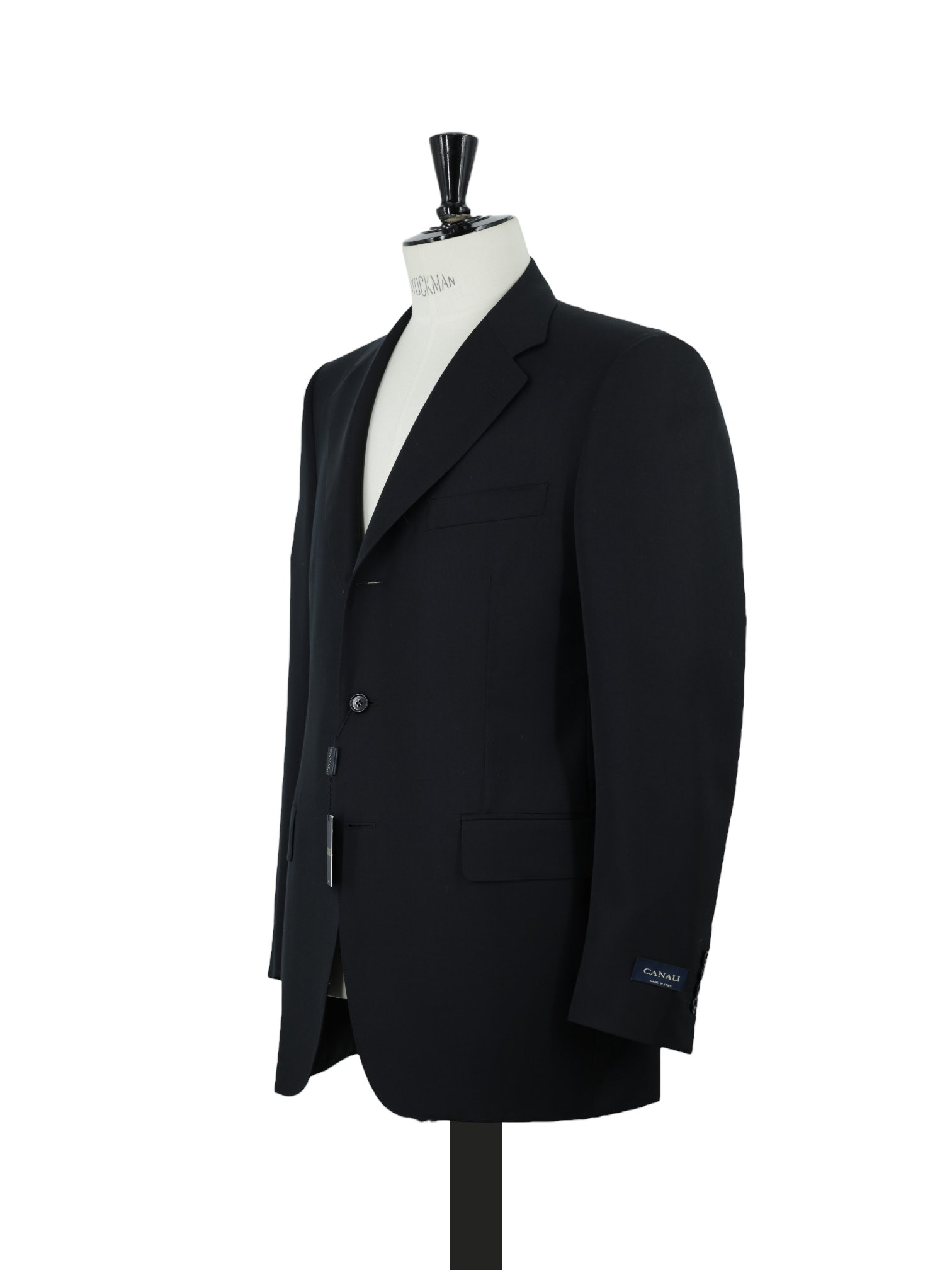 Canali Black Super 120's Wool Plain Weave Jacket
