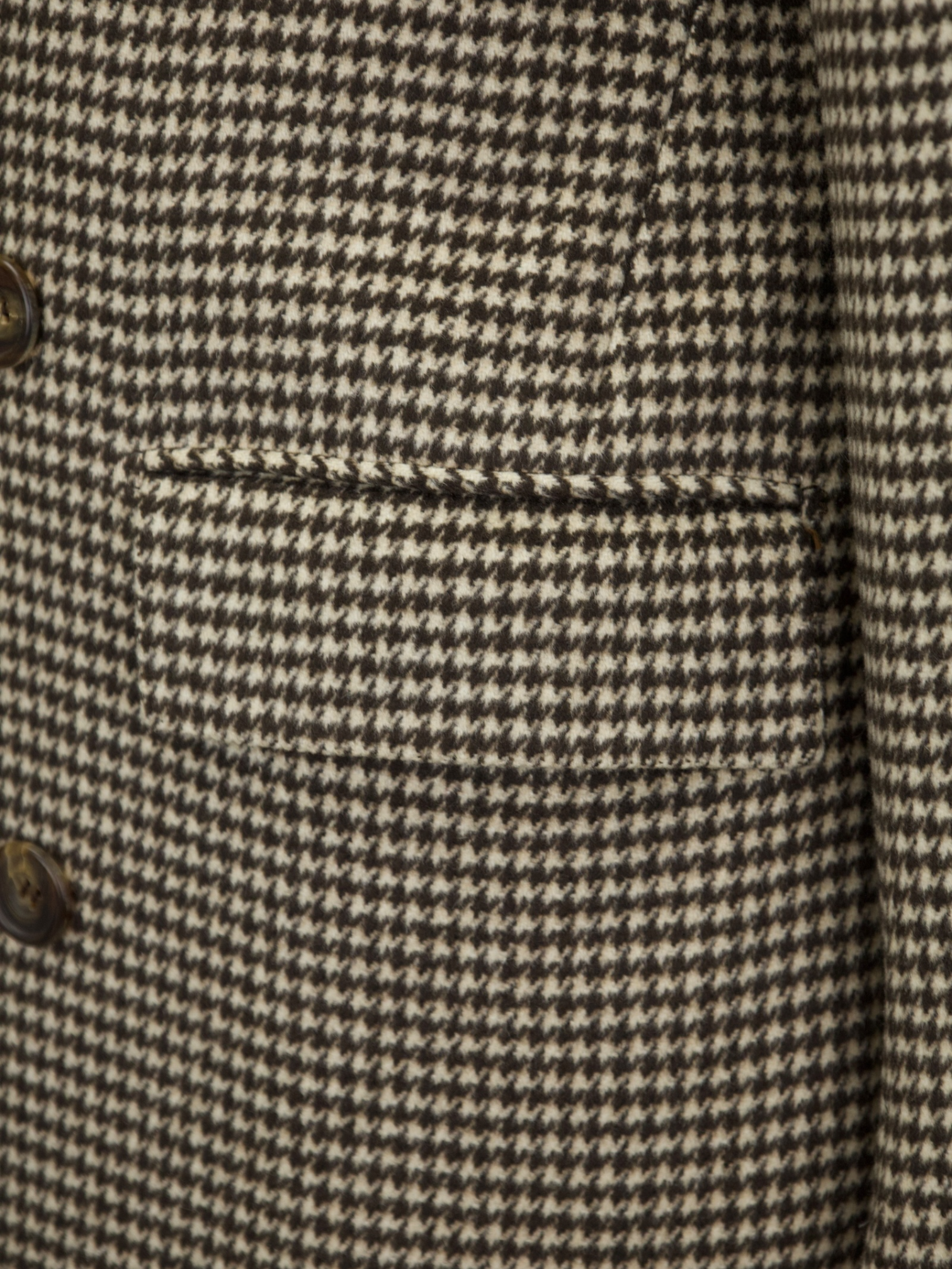 Kiton Light Brown Double-Breasted Pure Cashmere Houndstooth Sartorial Overcoat