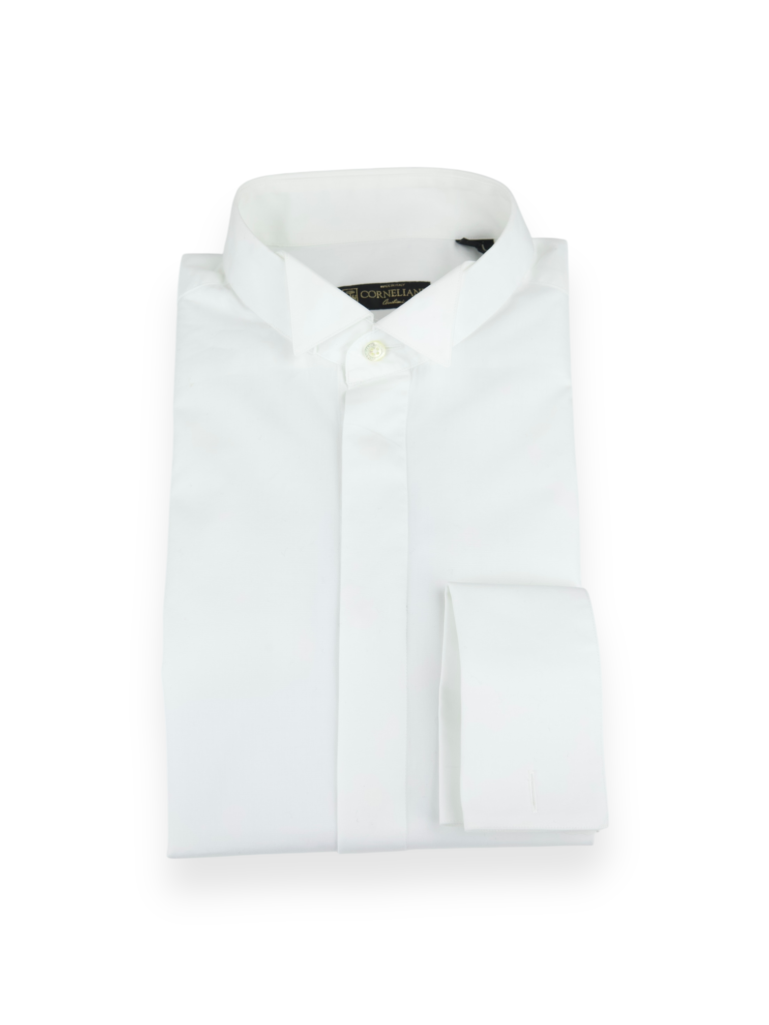 Corneliani White Wing-Collar Cotton Eveningwear Shirt