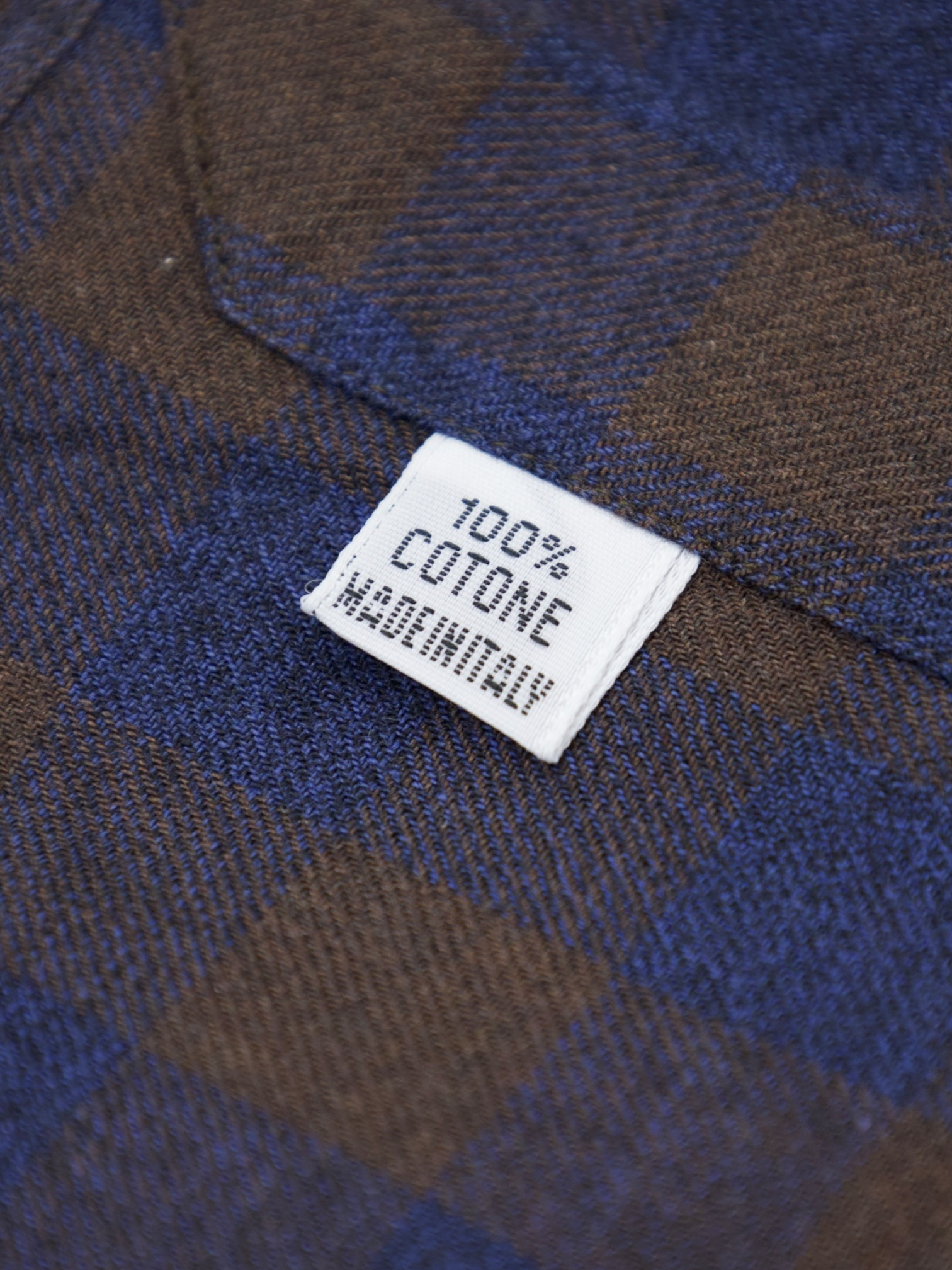 Finamore Navy & Chocolate Brown Cotton-Flannel Checkered Shirt