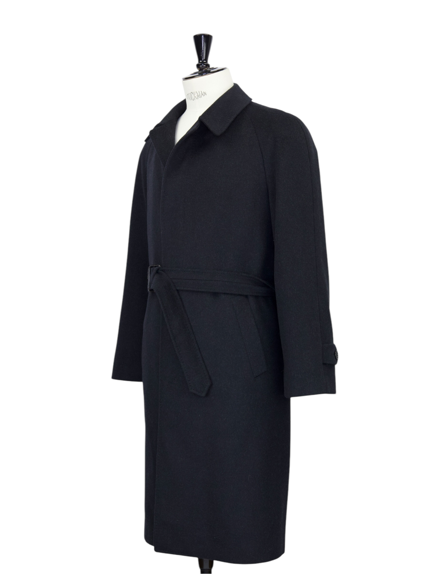 Corneliani Charcoal Wool & Cashmere Belted Carcoat