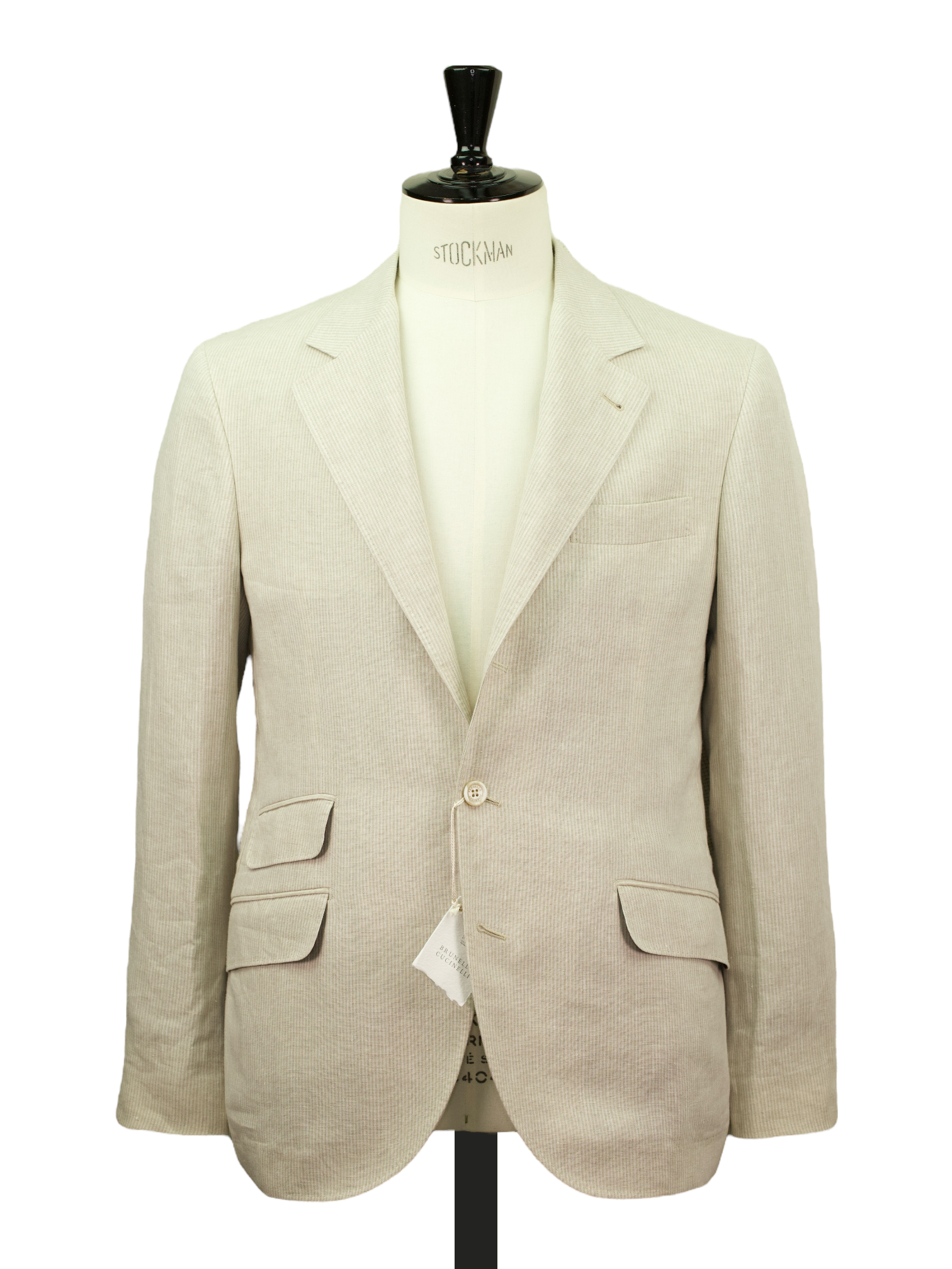 Brunello Cucinelli Greige Pure-Linen Micro-Stripe Suit