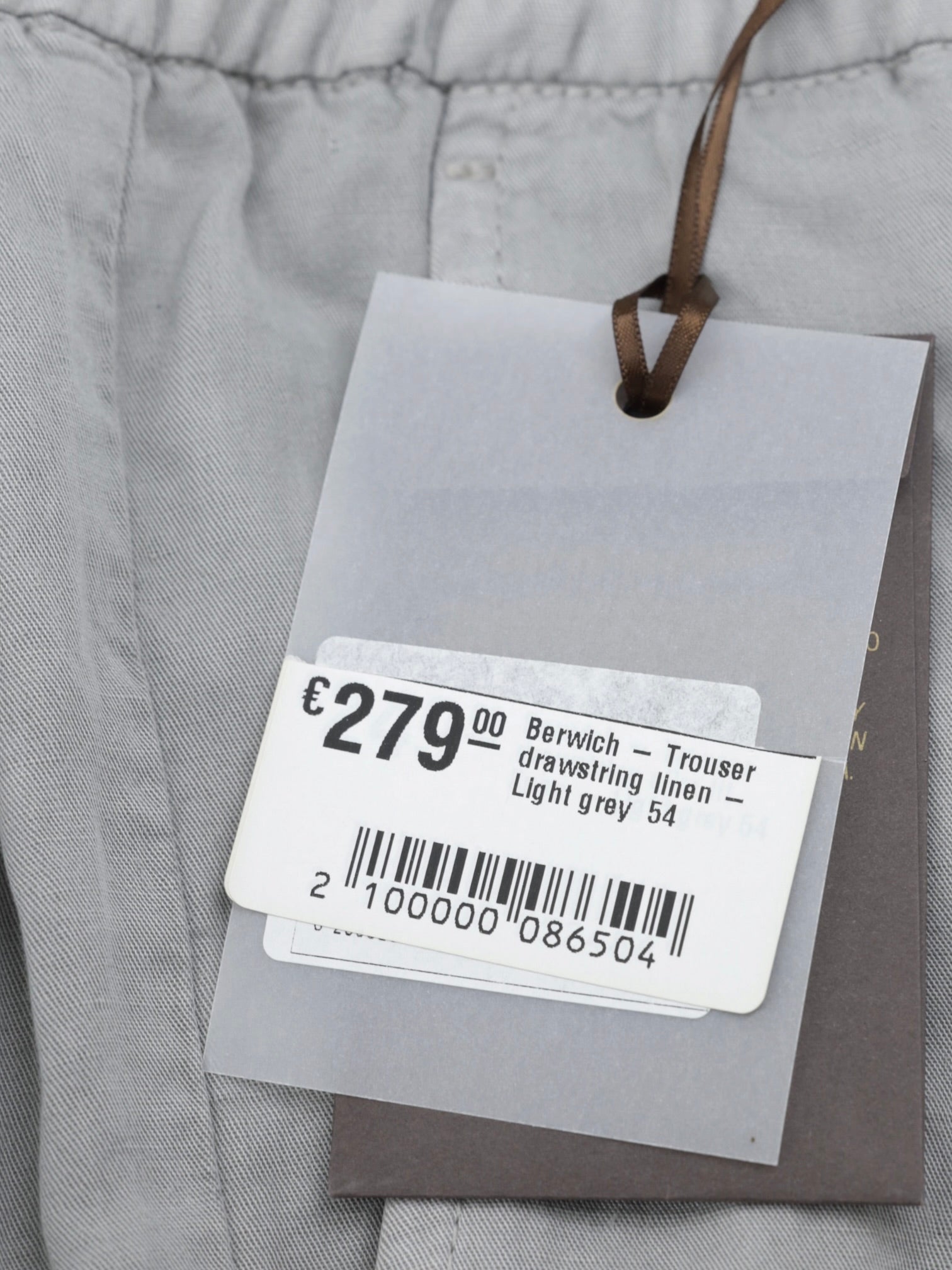 Berwich Light Grey Lyocell & Linen Drawstring Trousers