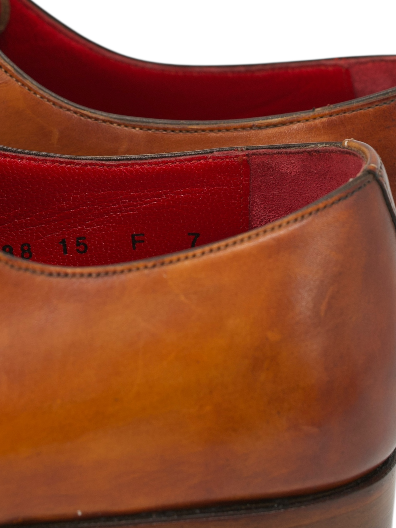 Santoni Cognac Brown Calfleather Handpainted Derby Shoes