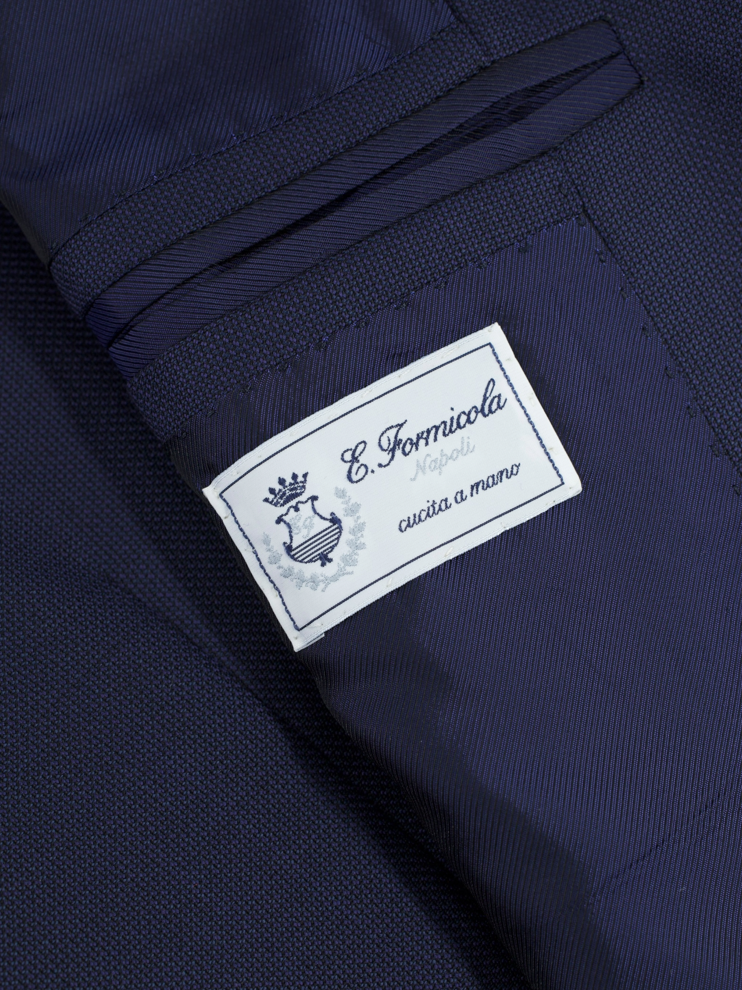 E. Formicola Navy Double-Breasted Fine-Wool Lungo Suit