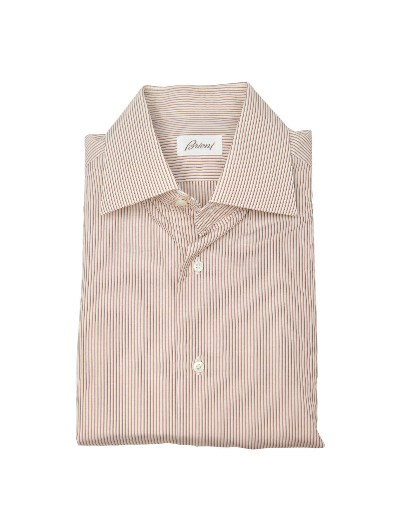 Brioni White & Red Cotton Pinstripe Shirt