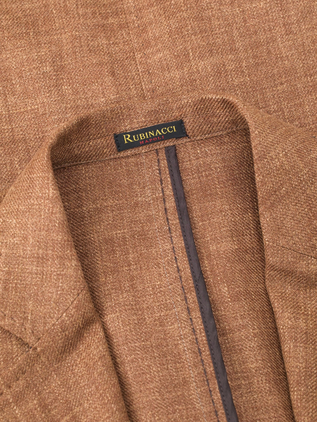 Rubinacci Tobacco Brown Silk, Linen & Wool Unconstructed Jacket