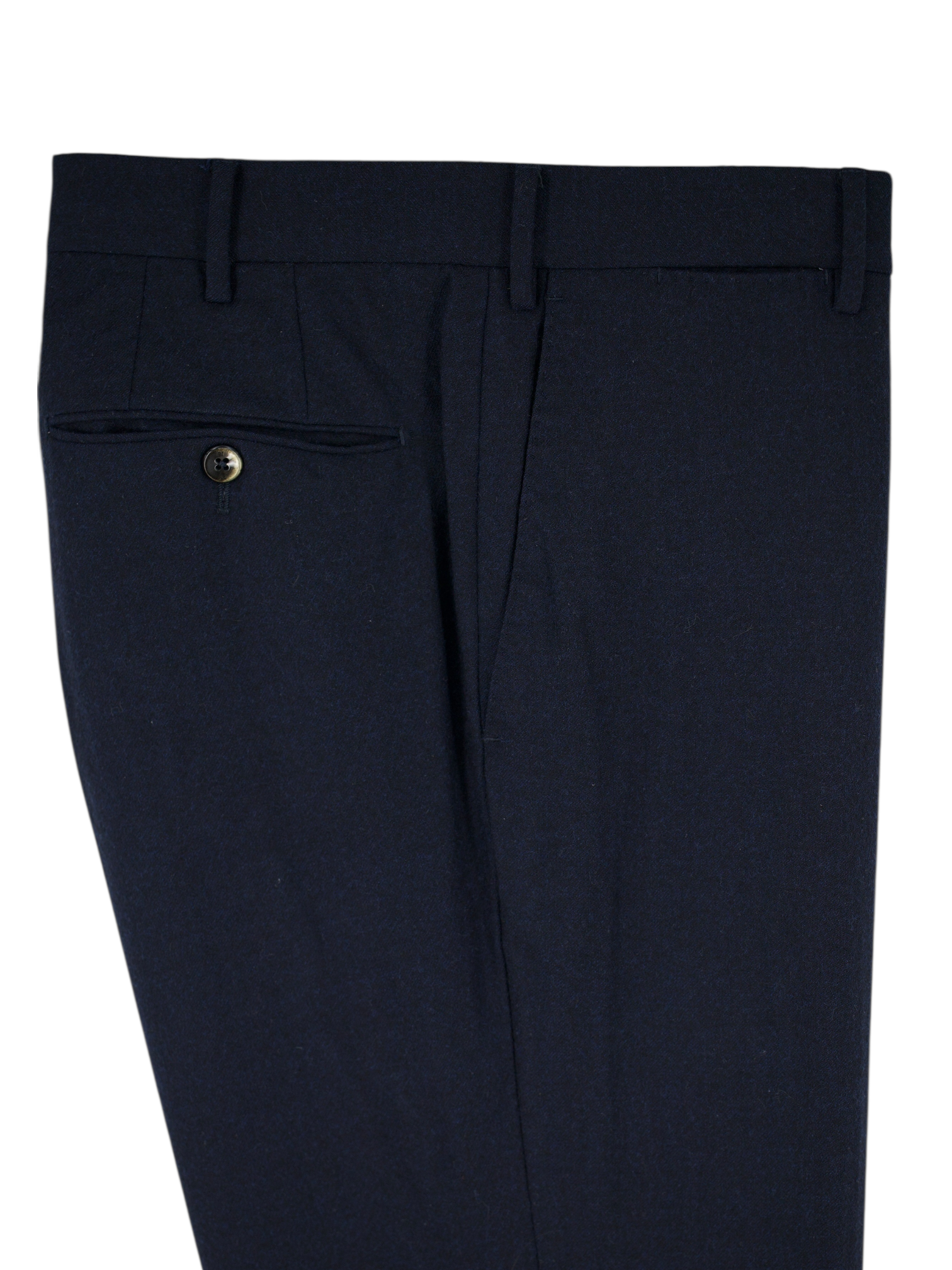 PT01 Navy Super 130's Fleece Wool Trousers