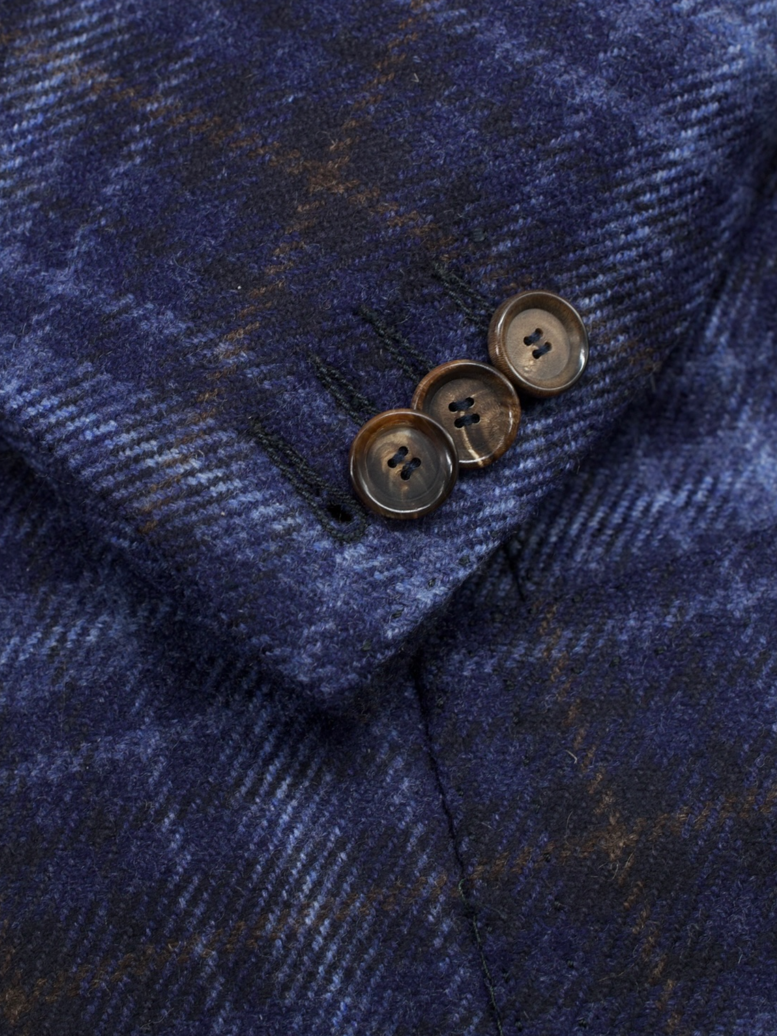 Cesare Attolini Dark Blue & Brown Pure Cashmere Windowpane Jacket