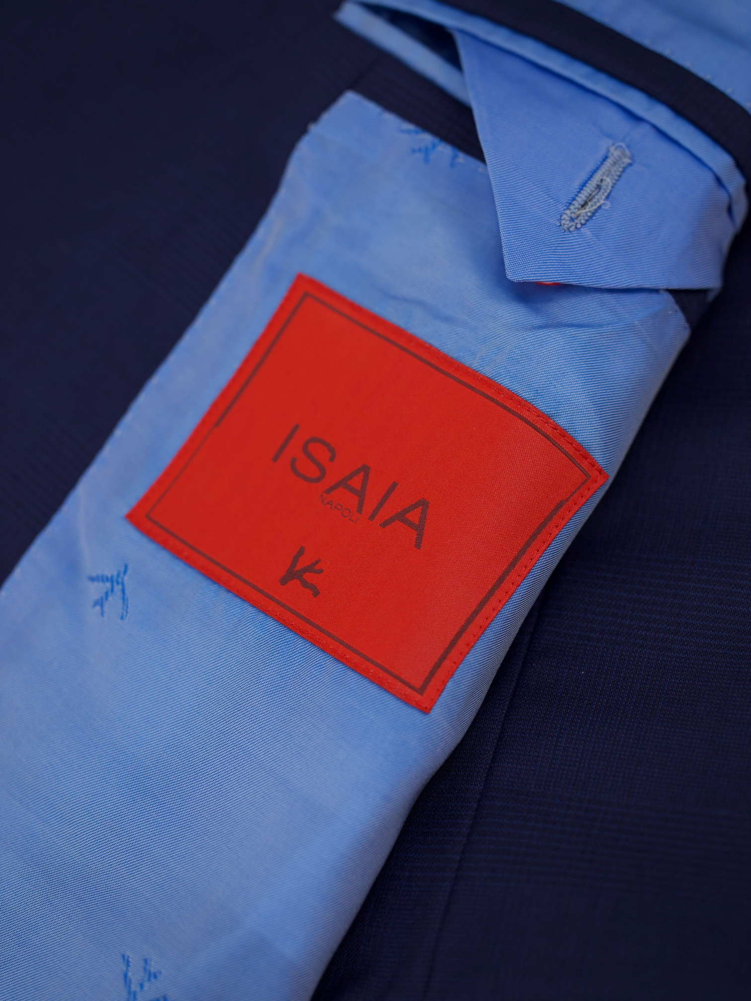 Isaia Dark Blue Super 130's Prince of Wales Jacket