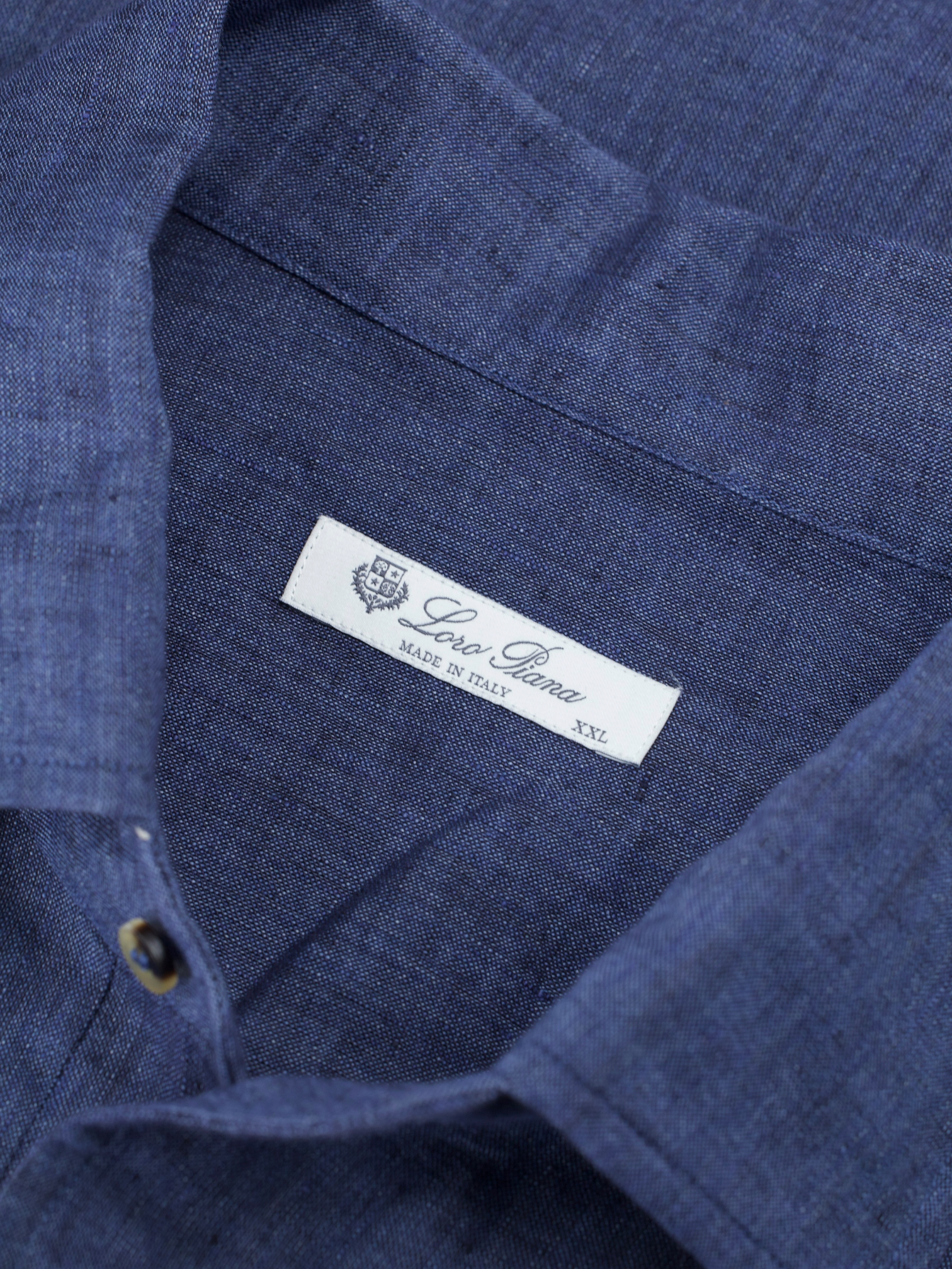 Loro Piana Indigo Blue Pure Linen Pop-Over André Shirt