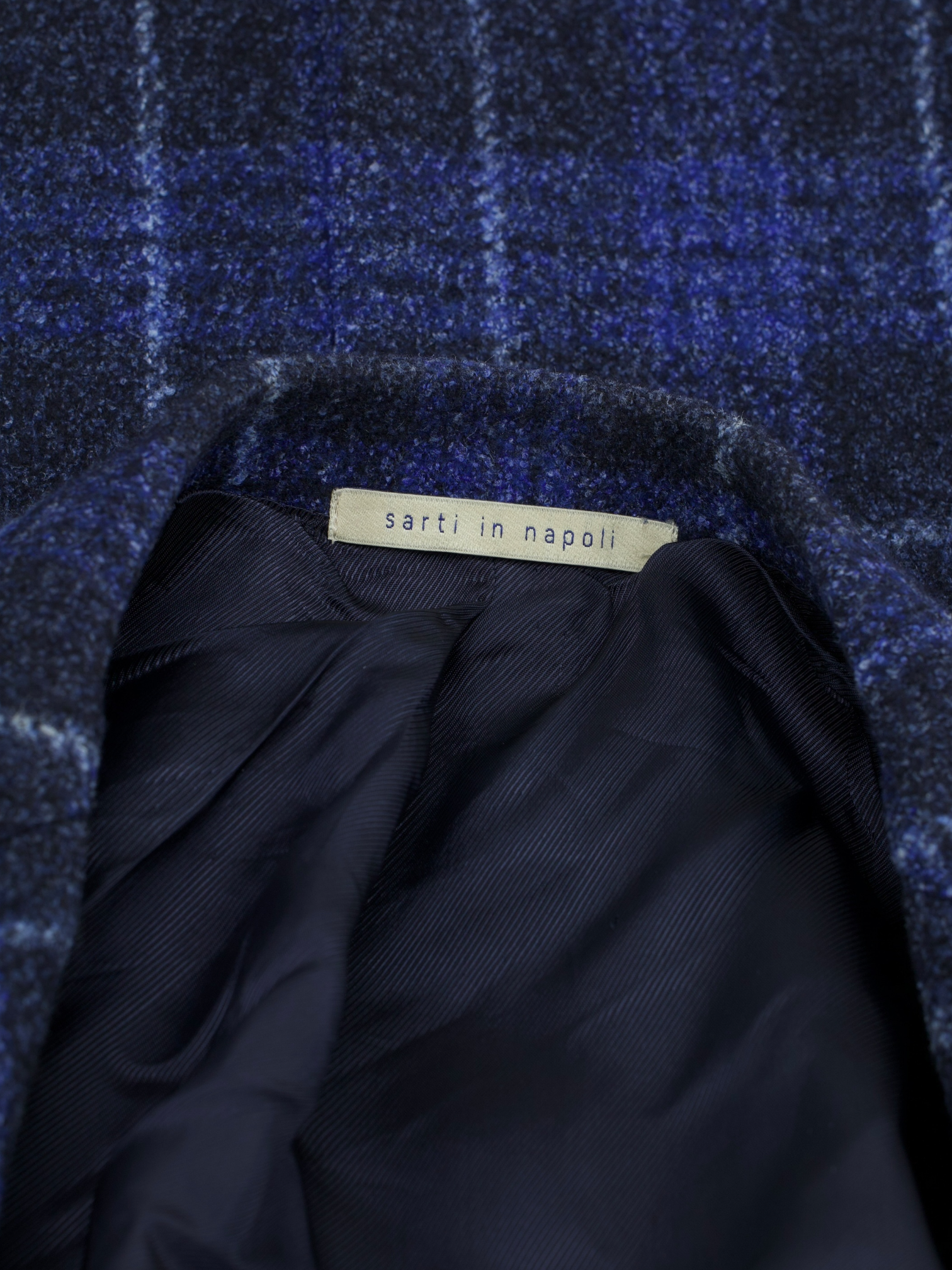 De Petrillo Dark Blue Wool, Stretch, Silk & Linen Tartan Check Jacket