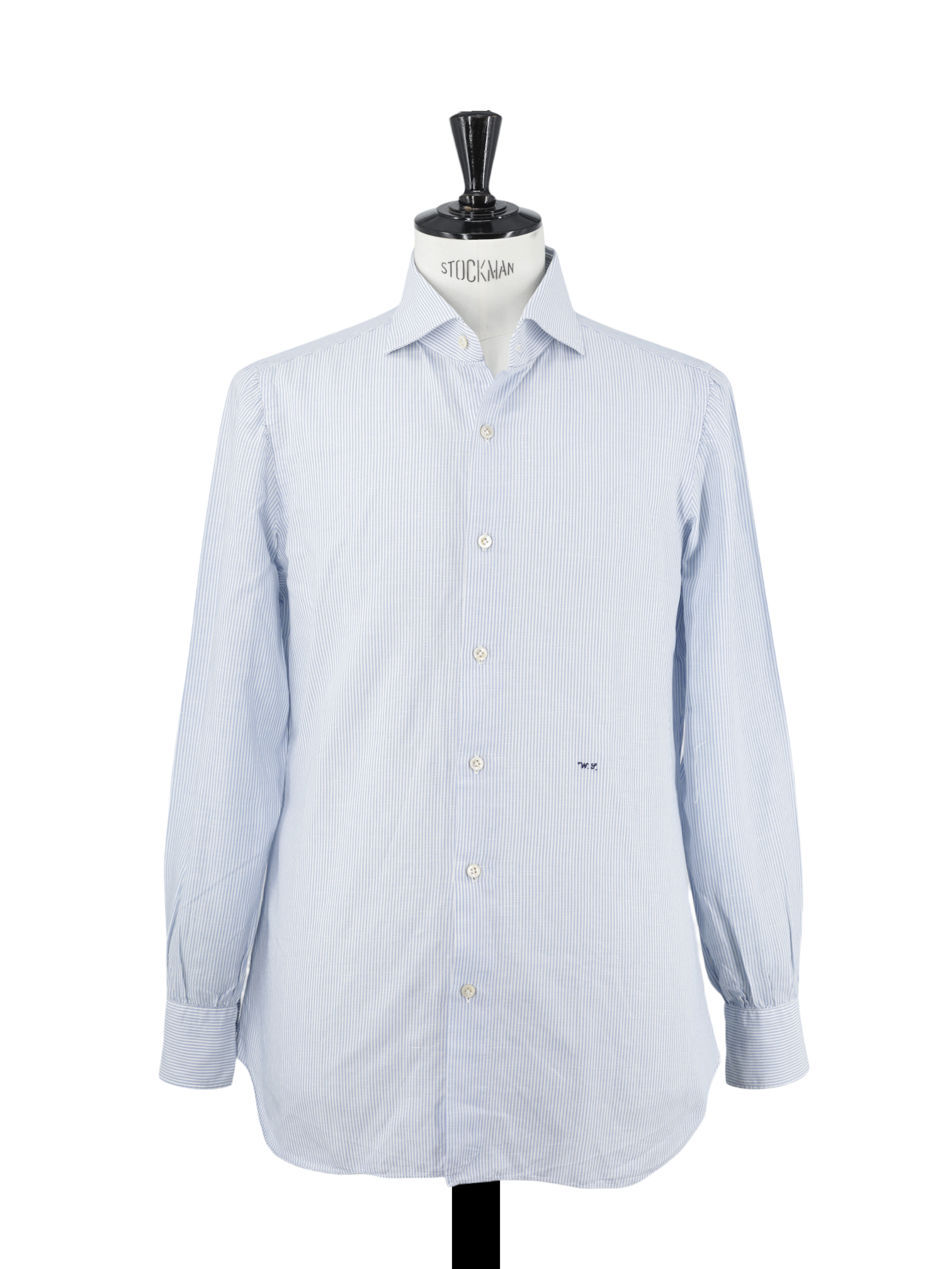 Finamore Light Blue & White Pure Linen Pinstripe Shirt