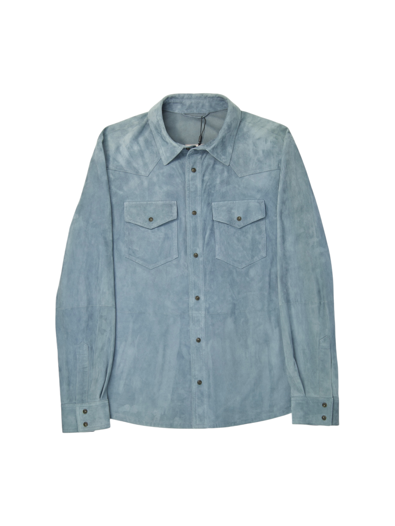 Corneliani Light Blue Lambskin Suede Overshirt