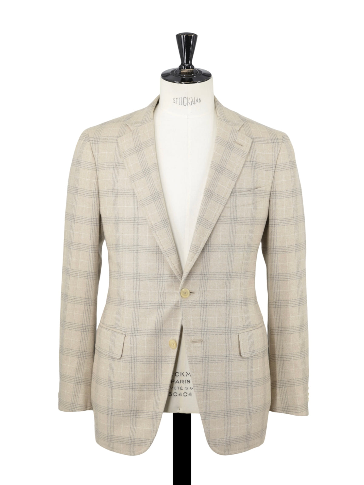 Isaia Beige & Grey Pure Wool Checkered "Amalfi" Jacket