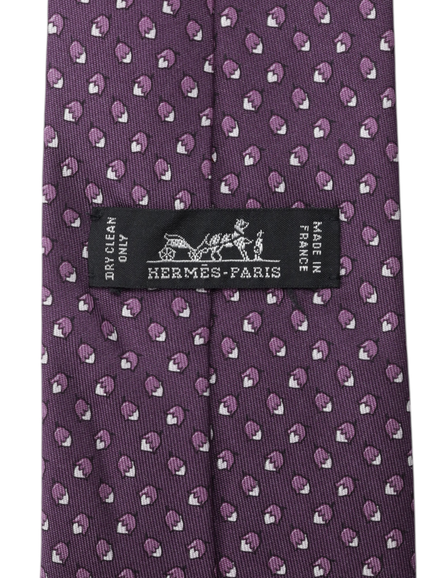 Hermès Purple Silk Squirrel & Acorns Pattern Tie