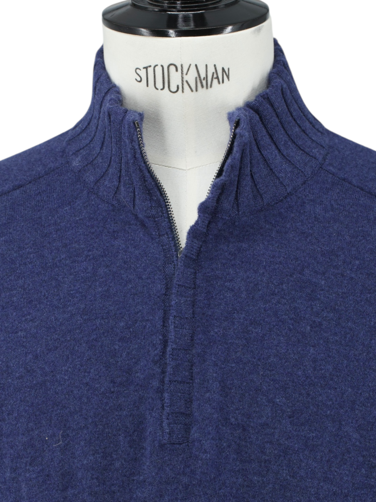 Cesare Attolini Steel Blue Duvet-Cashmere Half-Zip Sweater