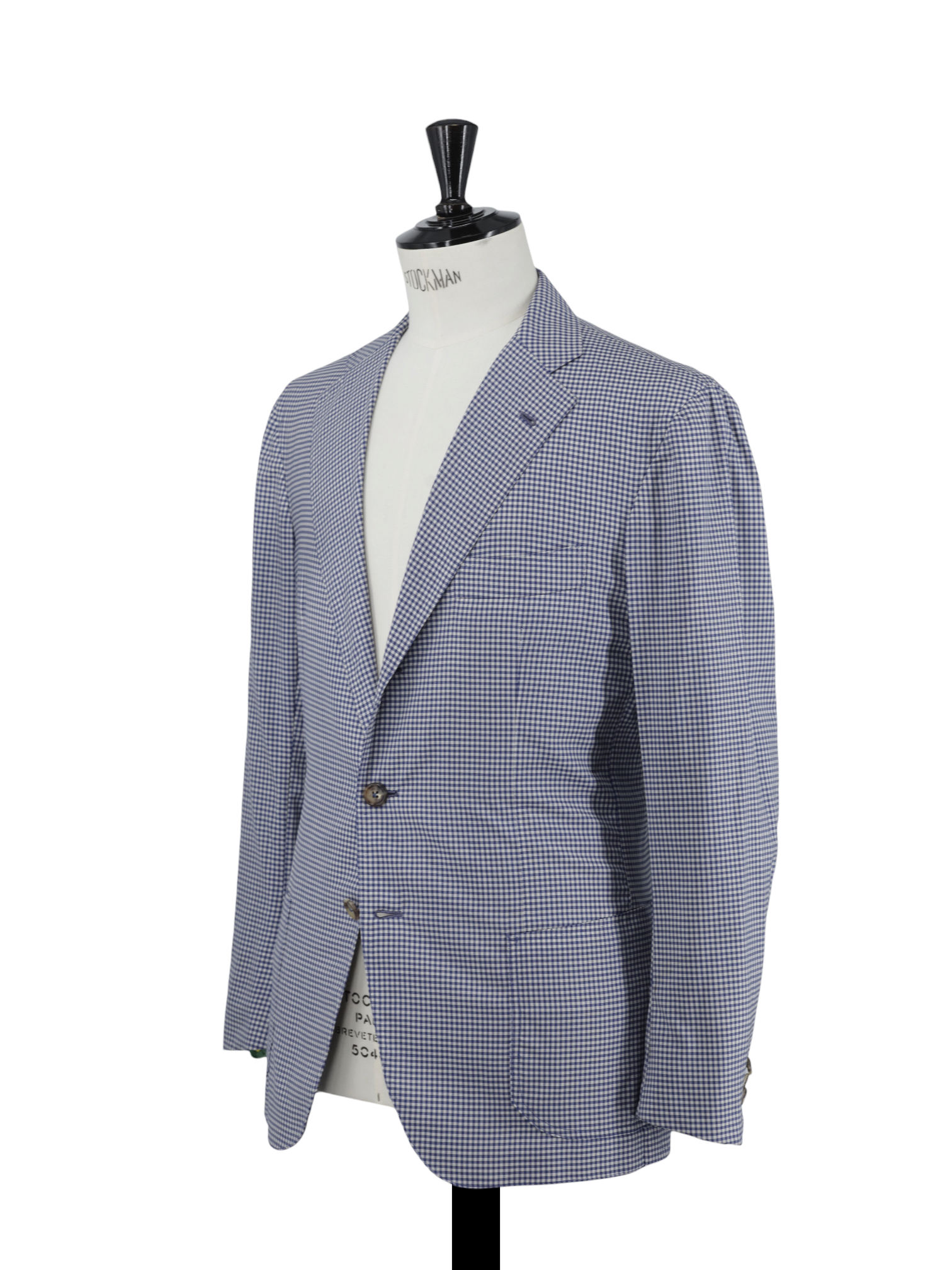 Orazio Luciano Blue & White Lightweight-Wool Gingham-Check Jacket