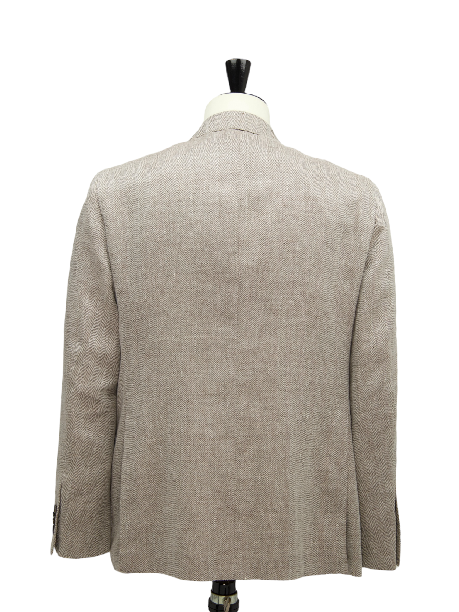 Caruso Light Brown Double Breasted Linen & Wool Herringbone Jacket