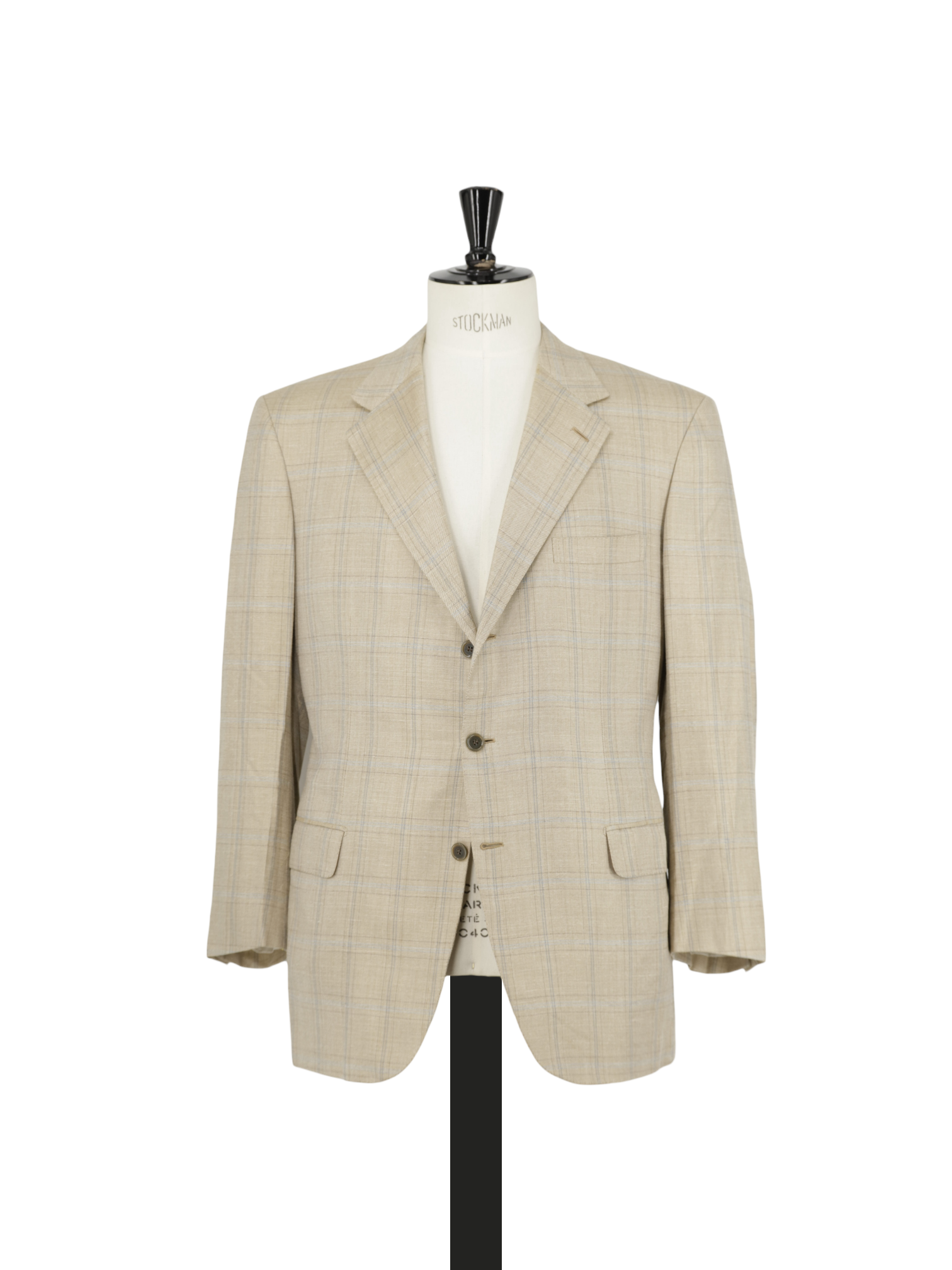 Brioni Beige Cashmere, Silk & Linen Windowpane Senato Jacket