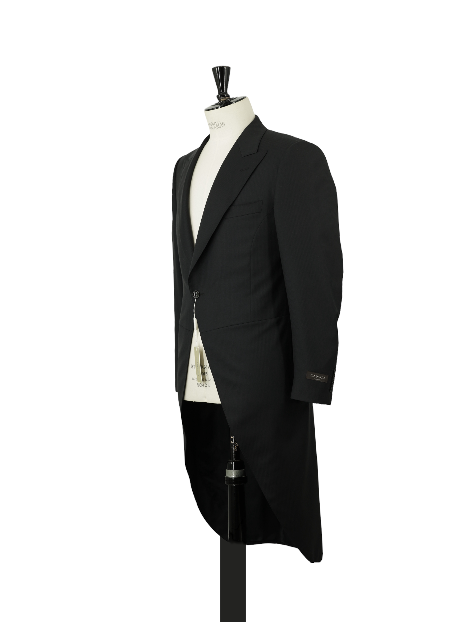 Canali Black Extrafine Wool Shadow Pinstripe Jacquet