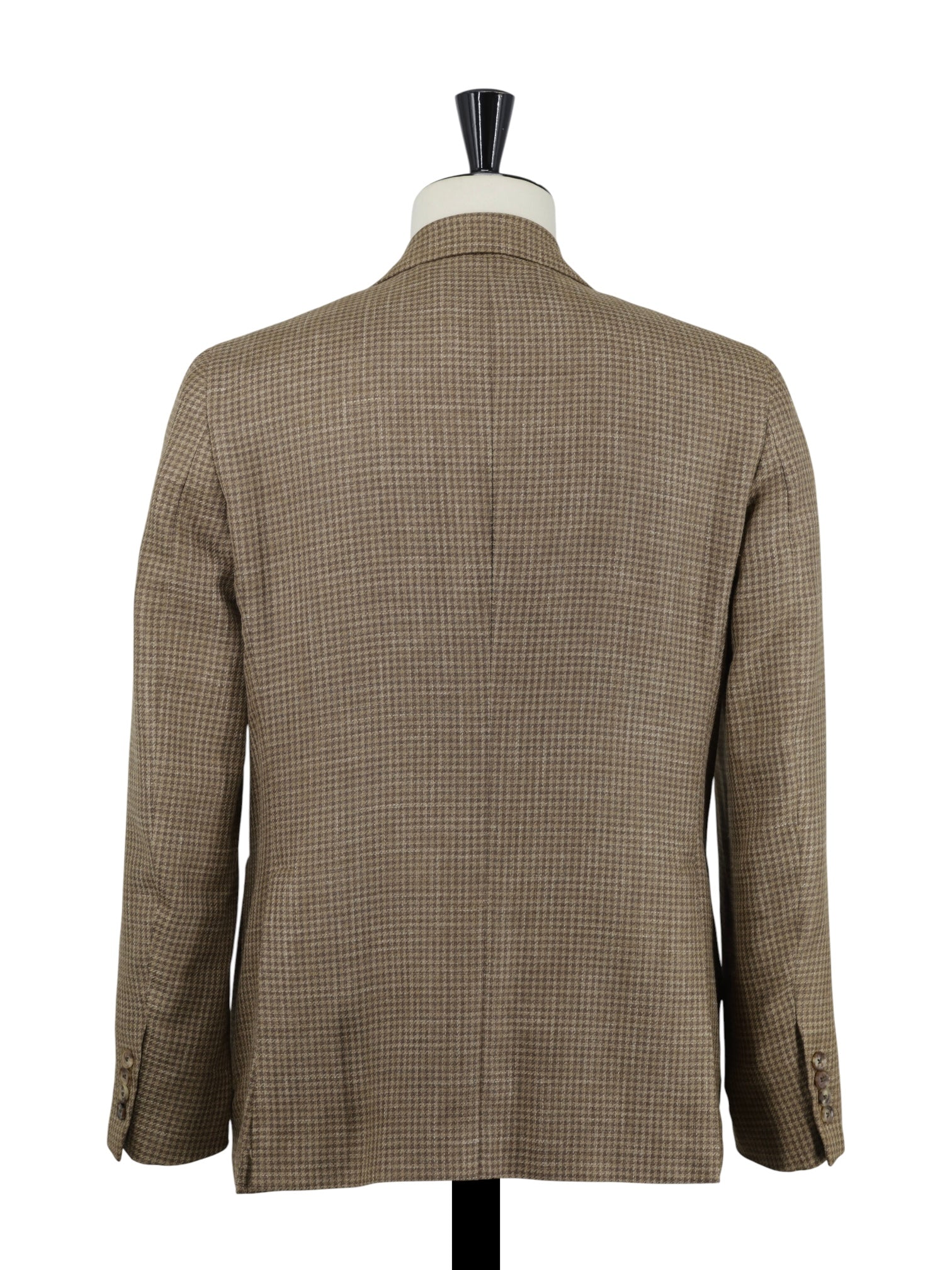 Caruso Caramel Brown Wool, Silk & Linen Pied de Poule Jacket