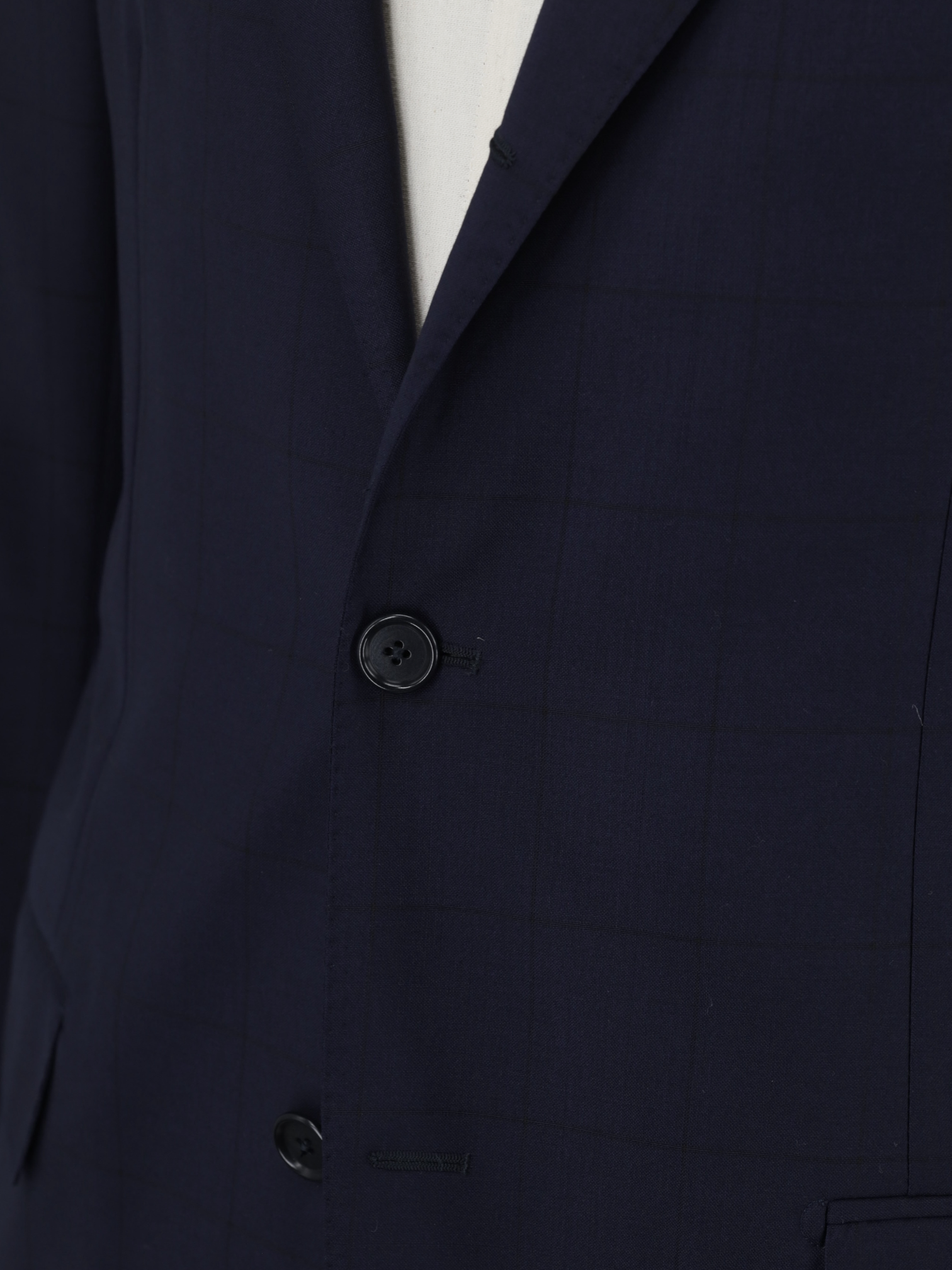E. Formicola Navy Fine-Wool Shadow-Windowpane Suit
