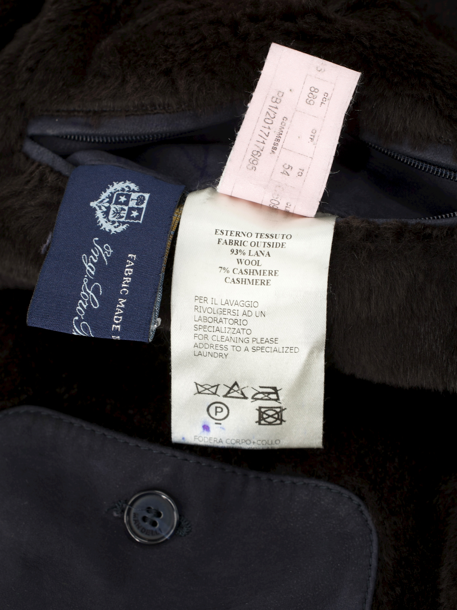 Mandelli Navy Storm System & Rabbit-Fur Lining Overcoat