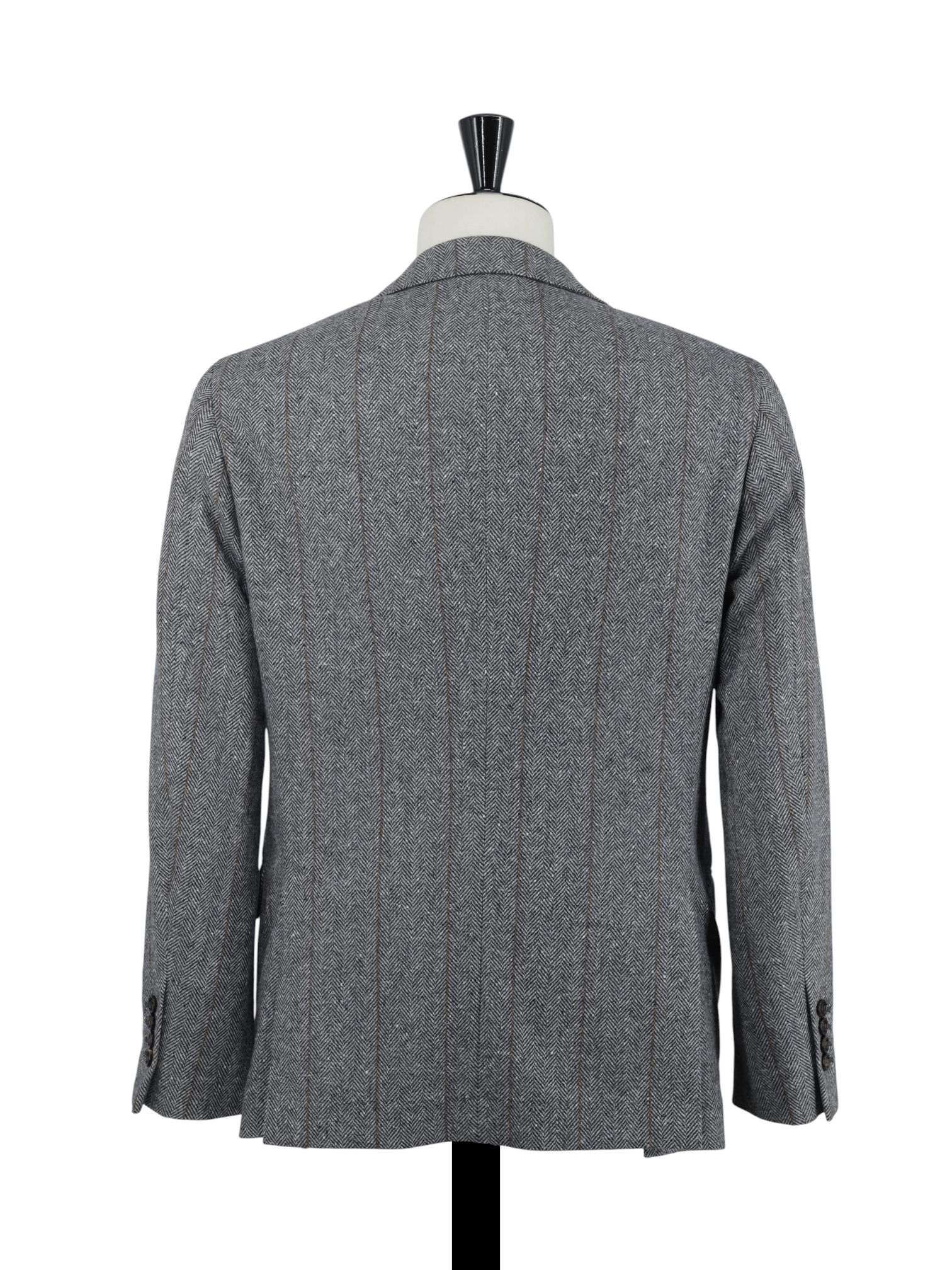 Brunello Cucinelli Grey Wool & Cashmere Herringbone & Overcheck Jacket
