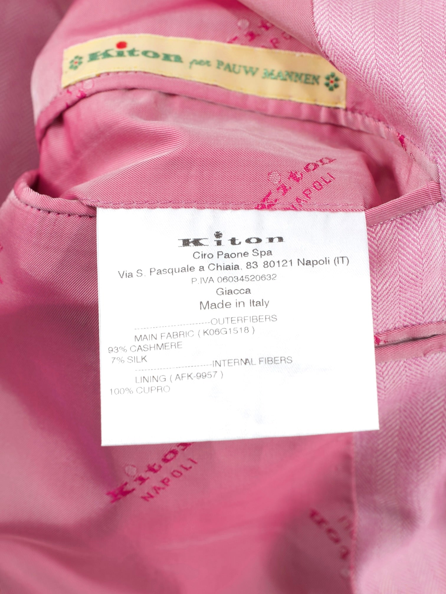 Kiton Pink Cashmere & Silk Herringbone Summer Jacket