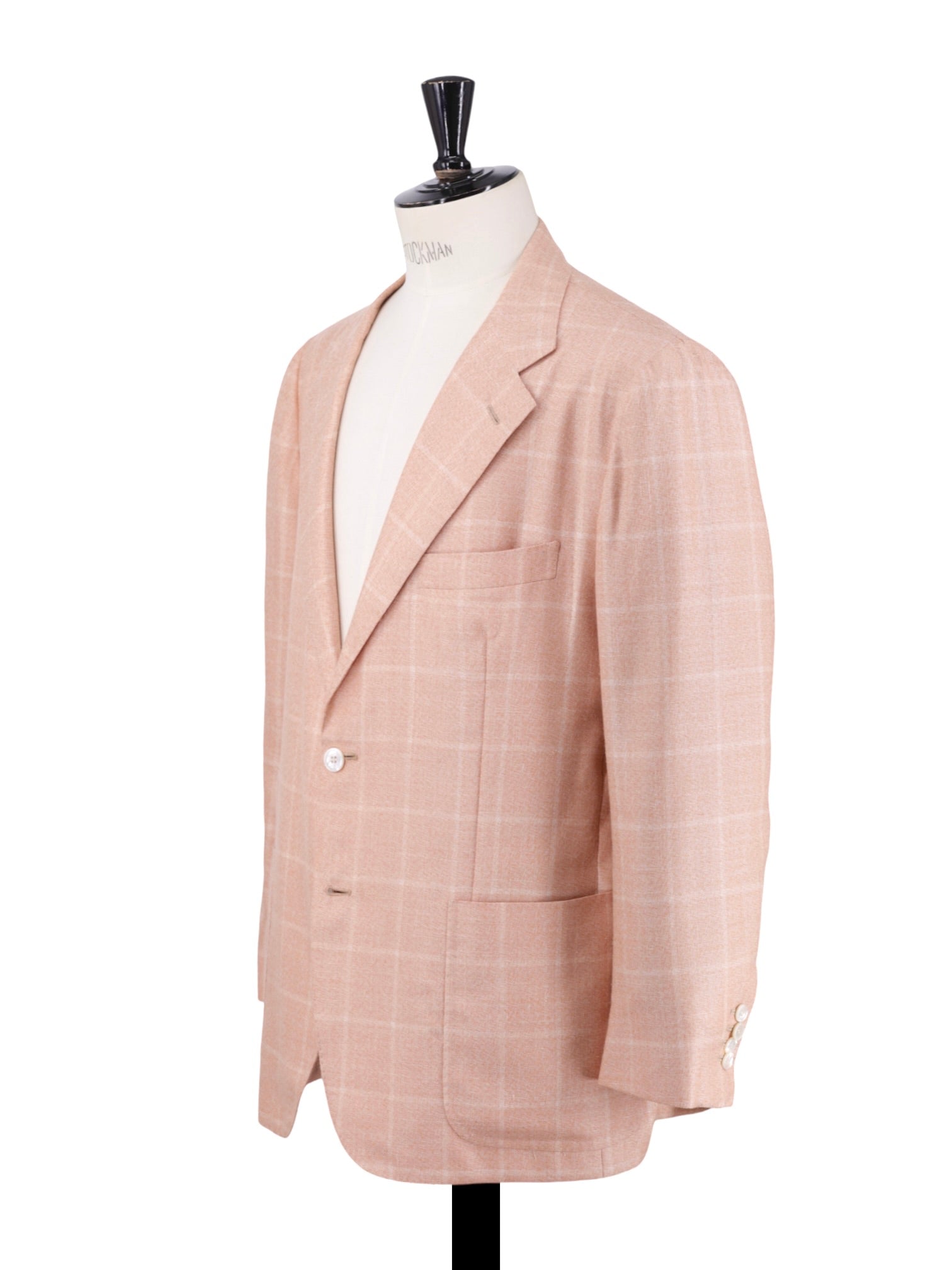 Kiton Pastel Orange Cashmere, Silk & Linen Windowpane Jacket