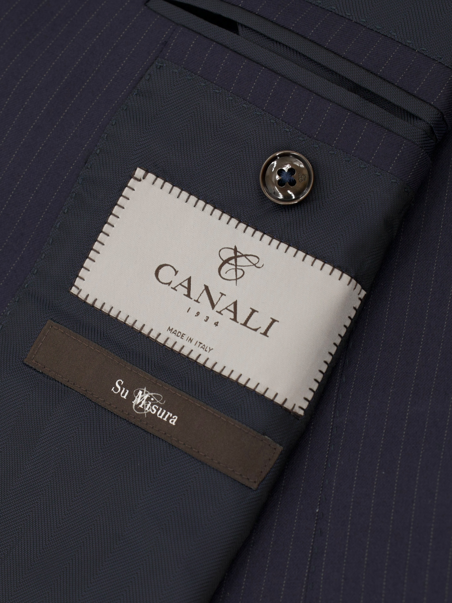 Canali Navy Super 180's Pencil-Stripe Business Suit