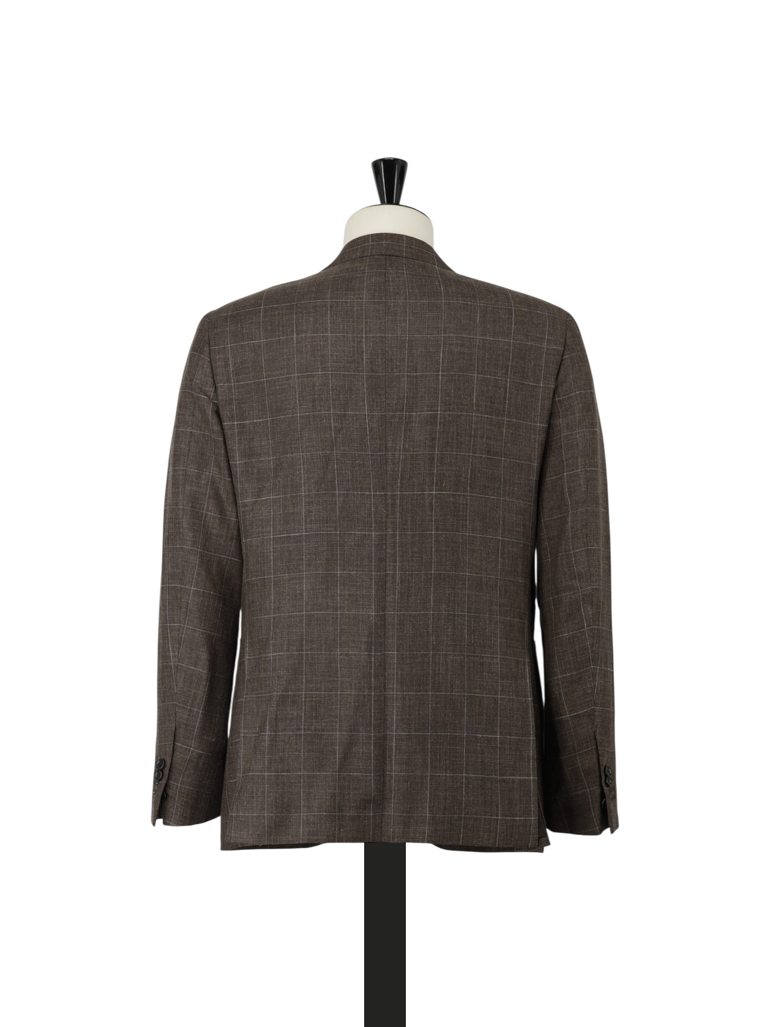 Caruso Brown Wool, Silk & Linen "Summertime" Windowpane Jacket