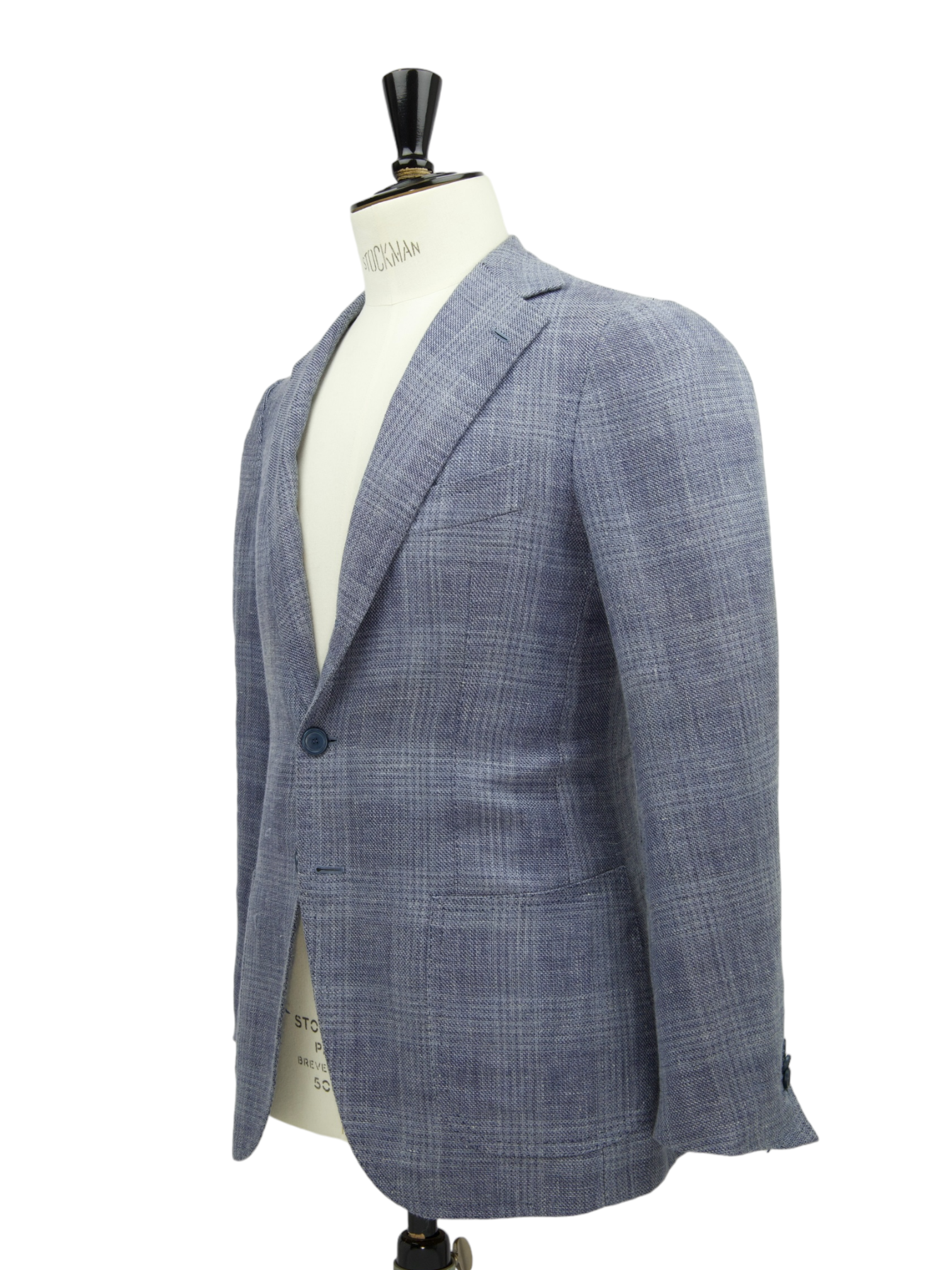 Cesare Attolini Slate Blue Linen & Wool Glenplaid Jacket