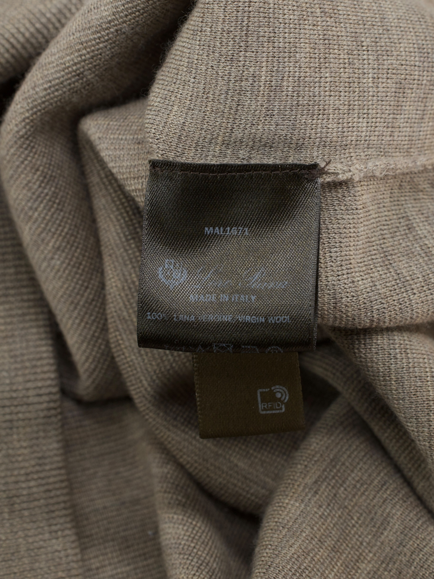 Loro Piana Light Brown Wish® Wool Jersey Buttonless Long-Sleeve Polo