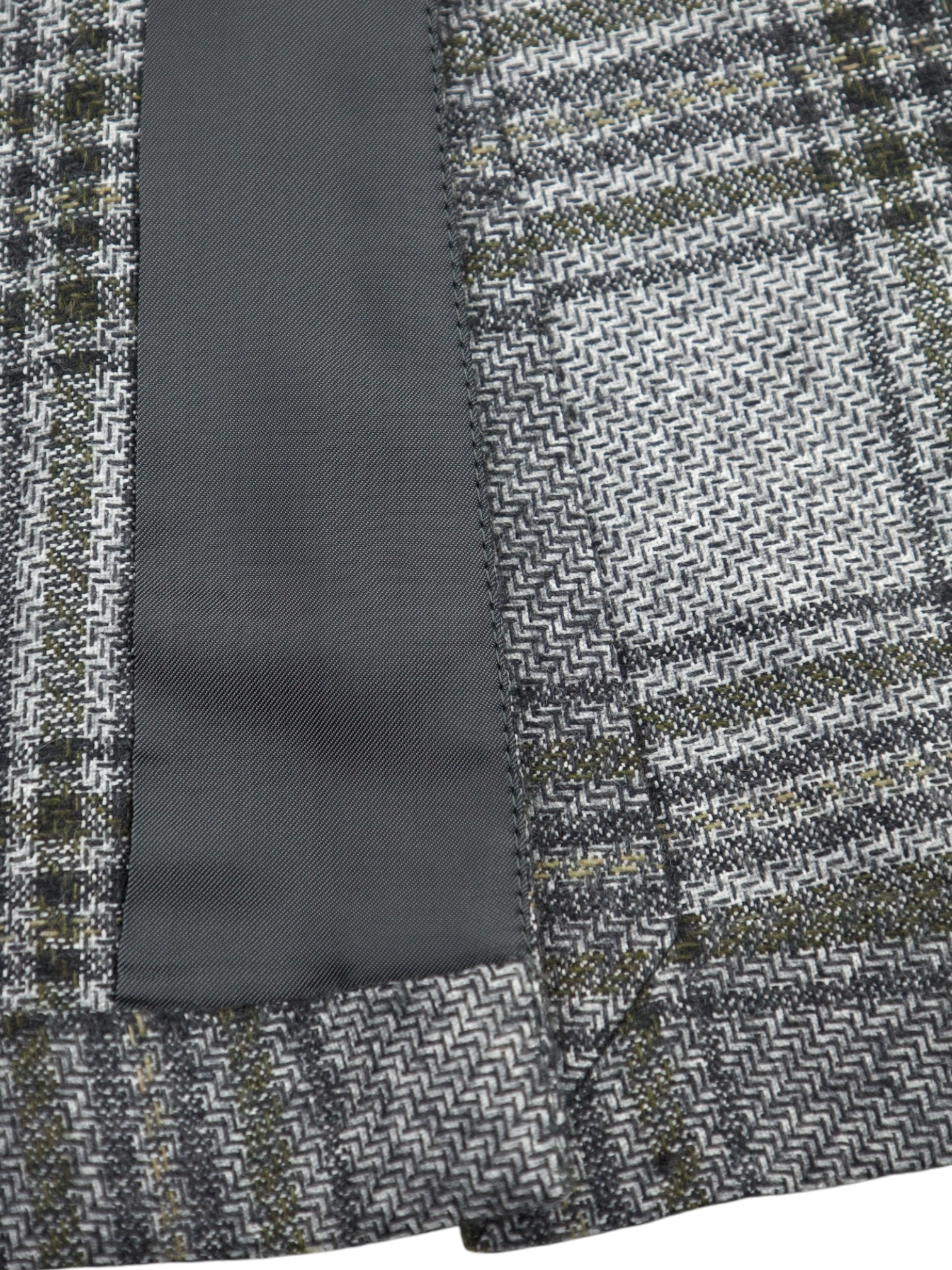 Ermenegildo Zegna Light Grey & Olive Green Silk & Cashmere Glenplaid Jacket