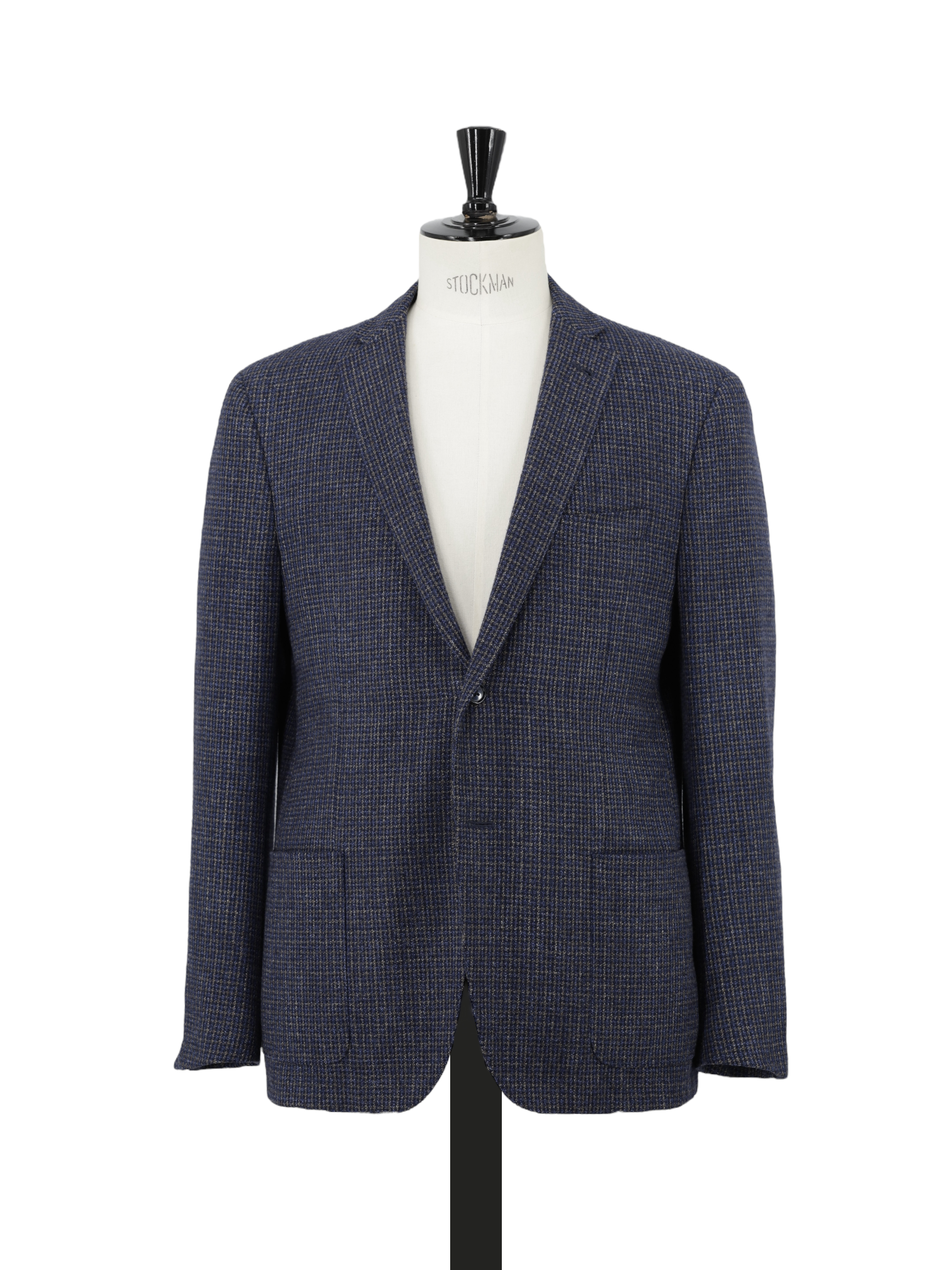 Corneliani Dark Blue & Light Brown Wool, Silk & Linen Check Jacket