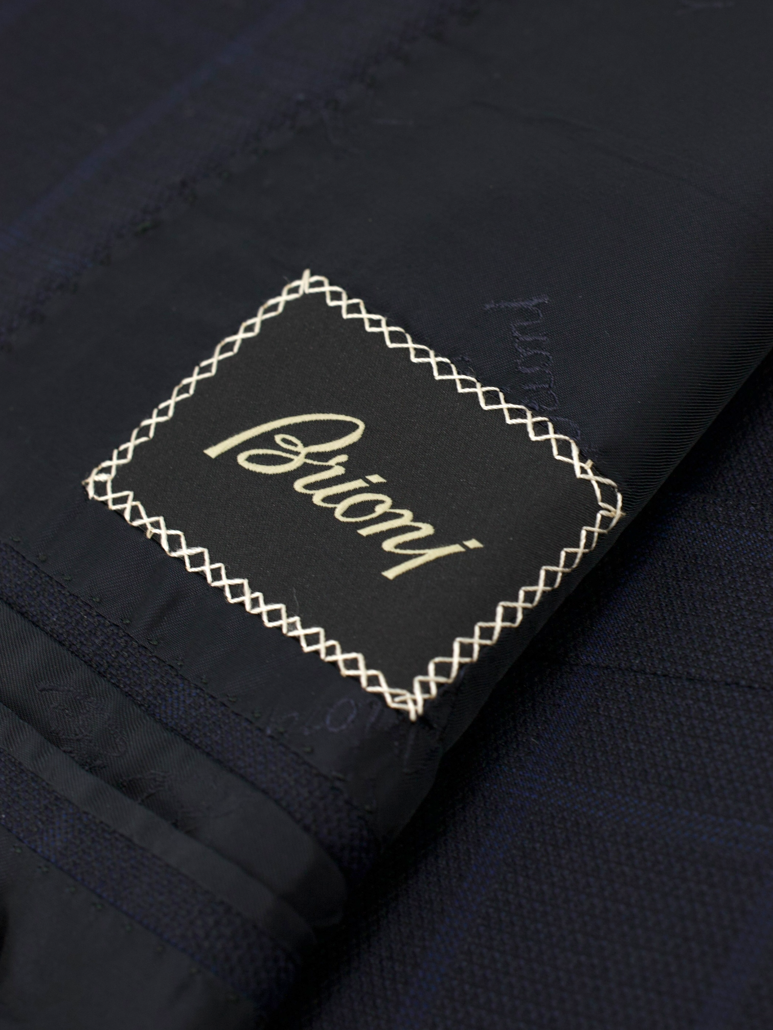 Brioni Dark Blue Wool & Silk Windowpane Senato Jacket