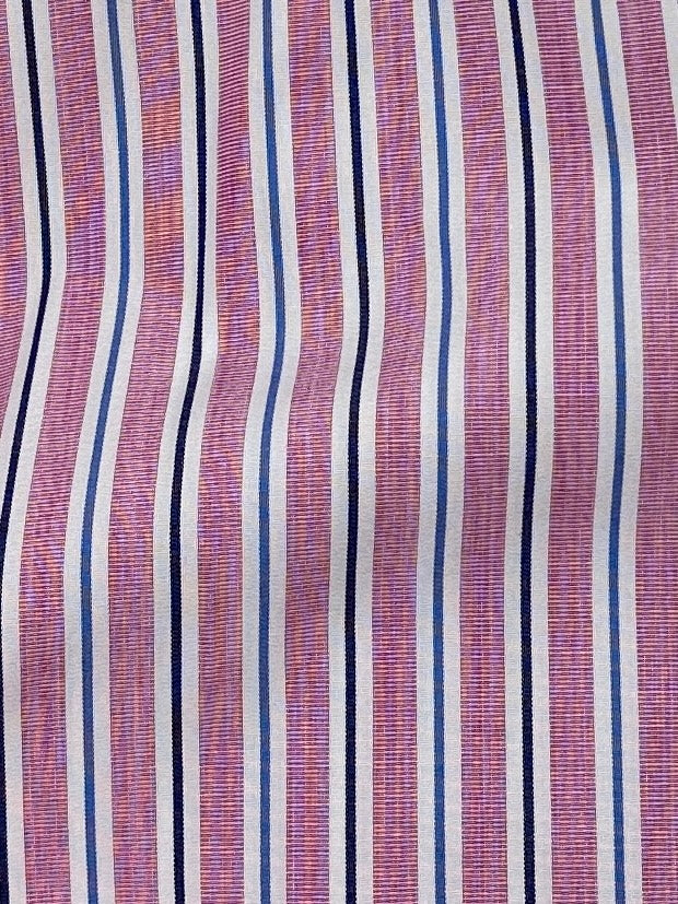 Isaia Coral Red Striped Cotton Shirt