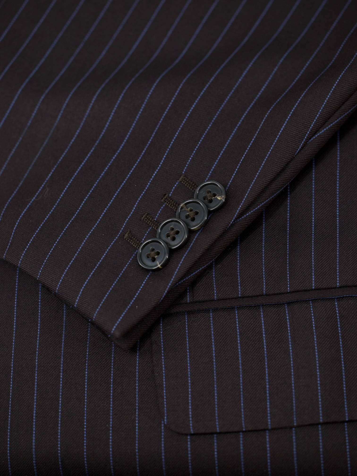 Ermenegildo Zegna Vintage Dark Brown & Light Blue Trofeo Wool Pinstripe Suit