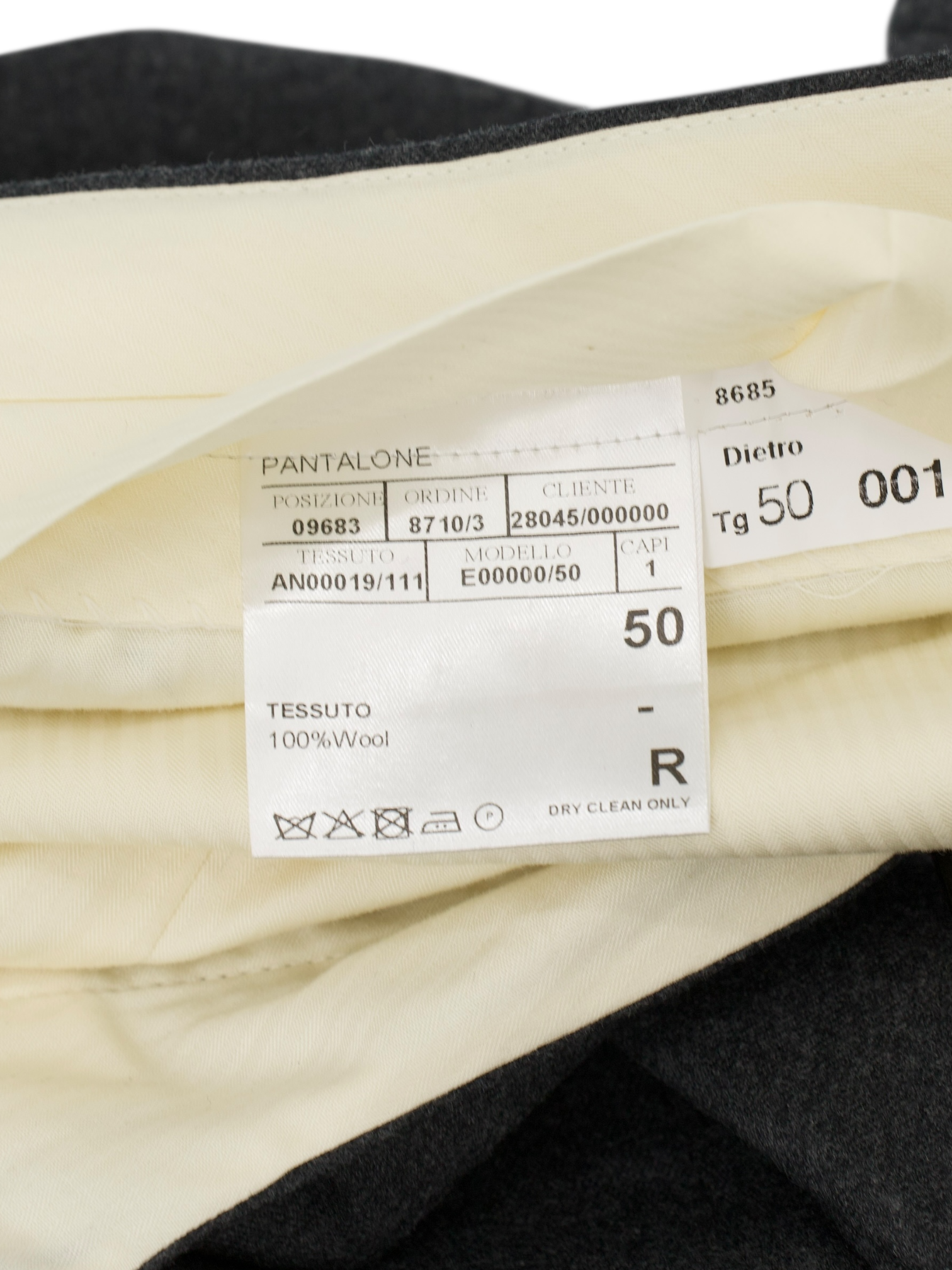 Canali Dark Grey Wool Flannel Winter Trousers