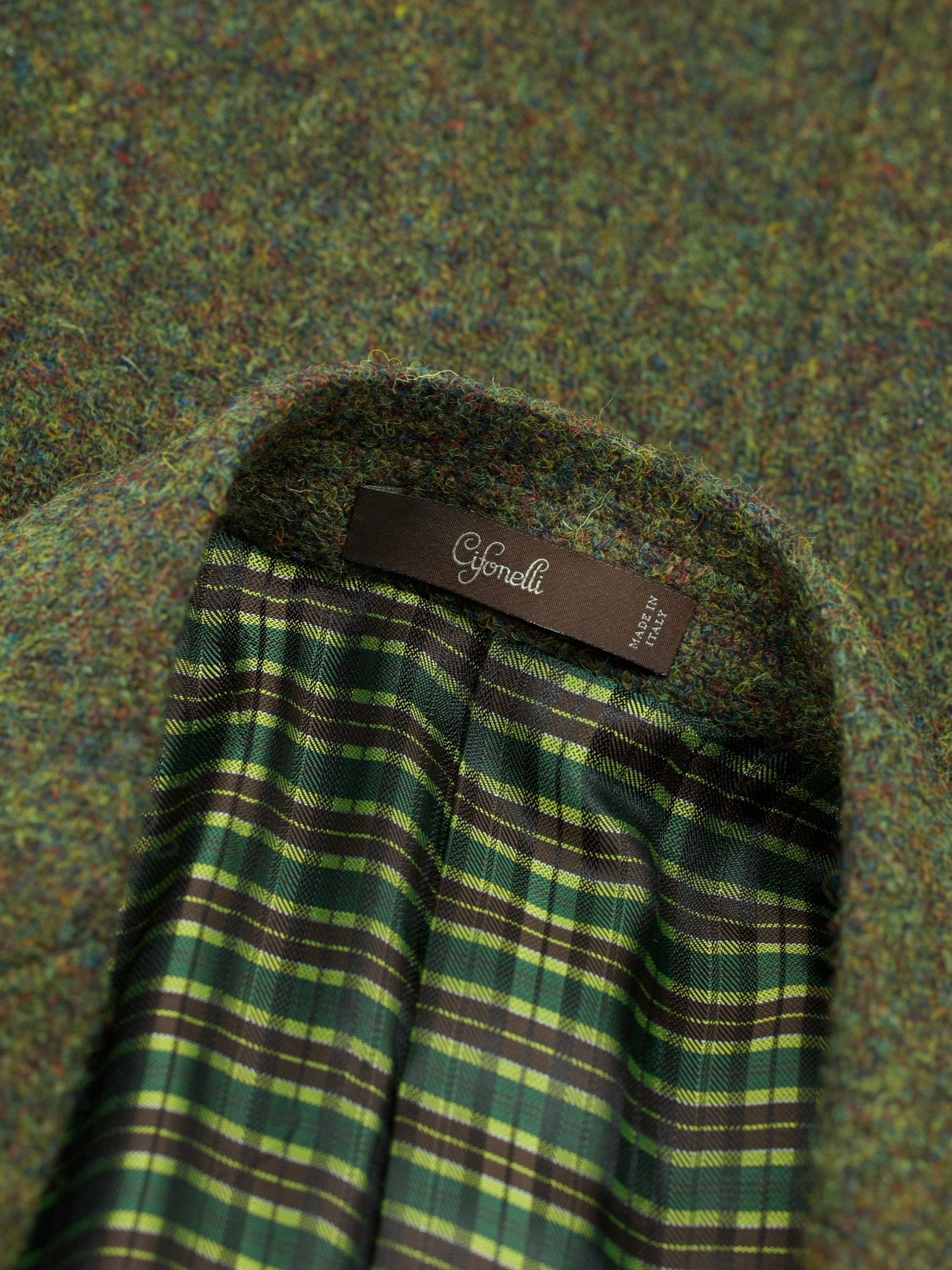 Cifonelli Moss Green & Burgundy Tweed Wool Jacket