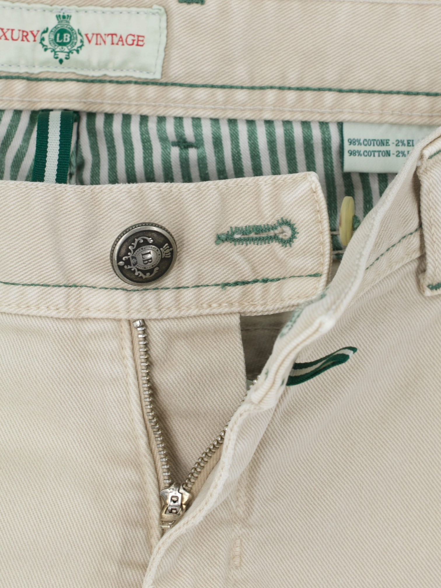 Luigi Borrelli Ecru Rough Cotton-Stretch Twill 5-Pocket Jeans