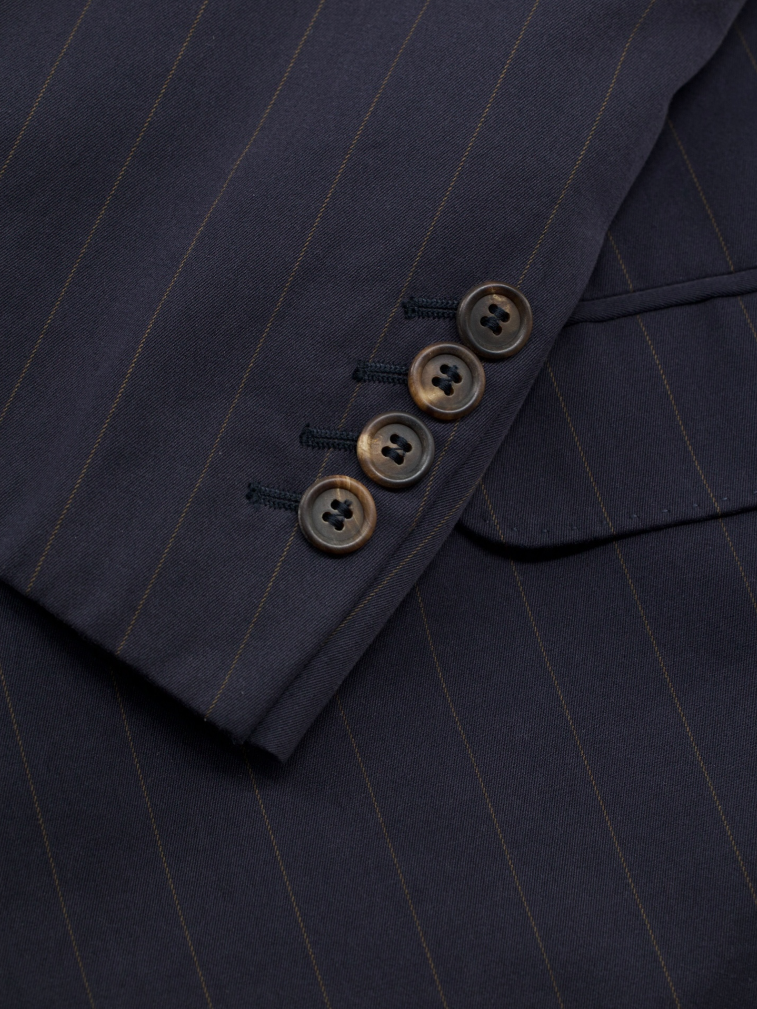 Brunello Cucinelli Navy Cotton Pinstripe Elbow-Patch Jacket