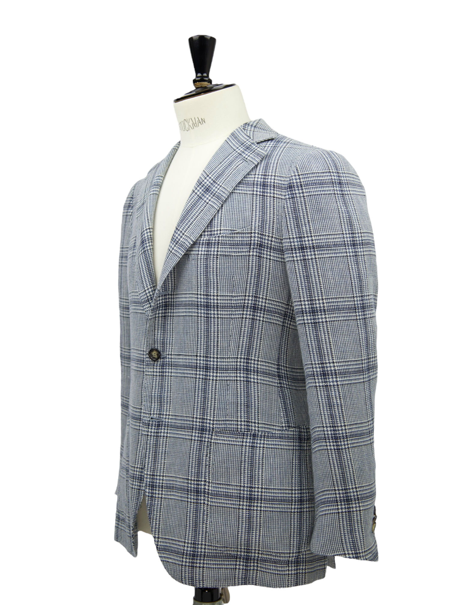 Cesare Attolini Ice Blue Linen & Wool Prince of Wales Check Jacket